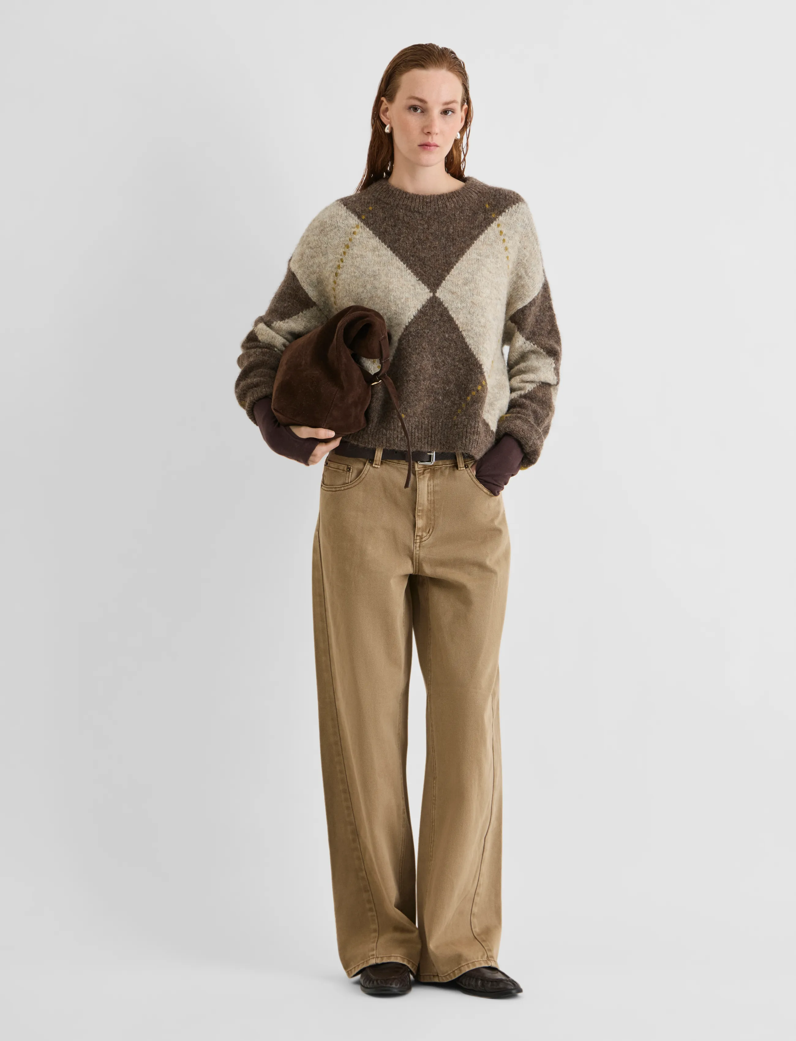 ROUGE EDIT - ROUARGYLE L/S O-NECK KNIT - jumpers - canteen - 4
