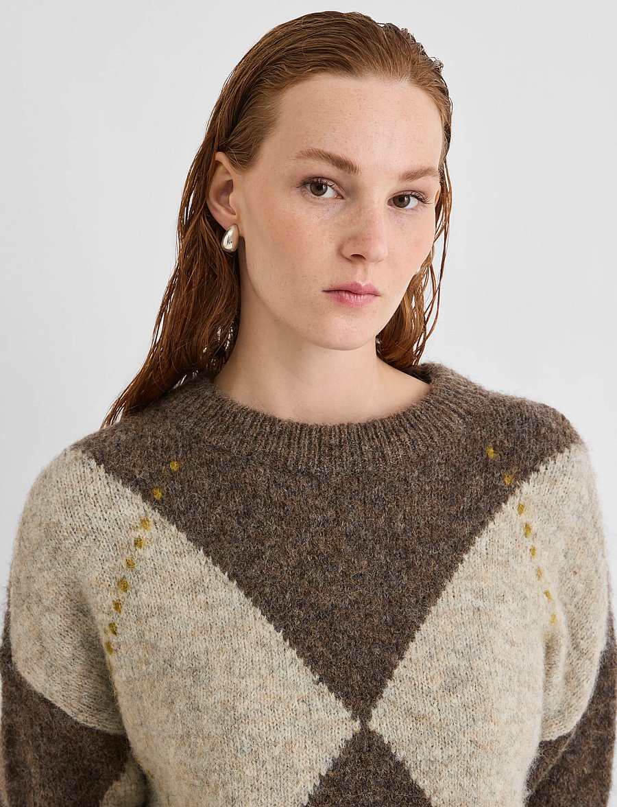 ROUGE EDIT - ROUARGYLE L/S O-NECK KNIT - striktrøjer - canteen - 5