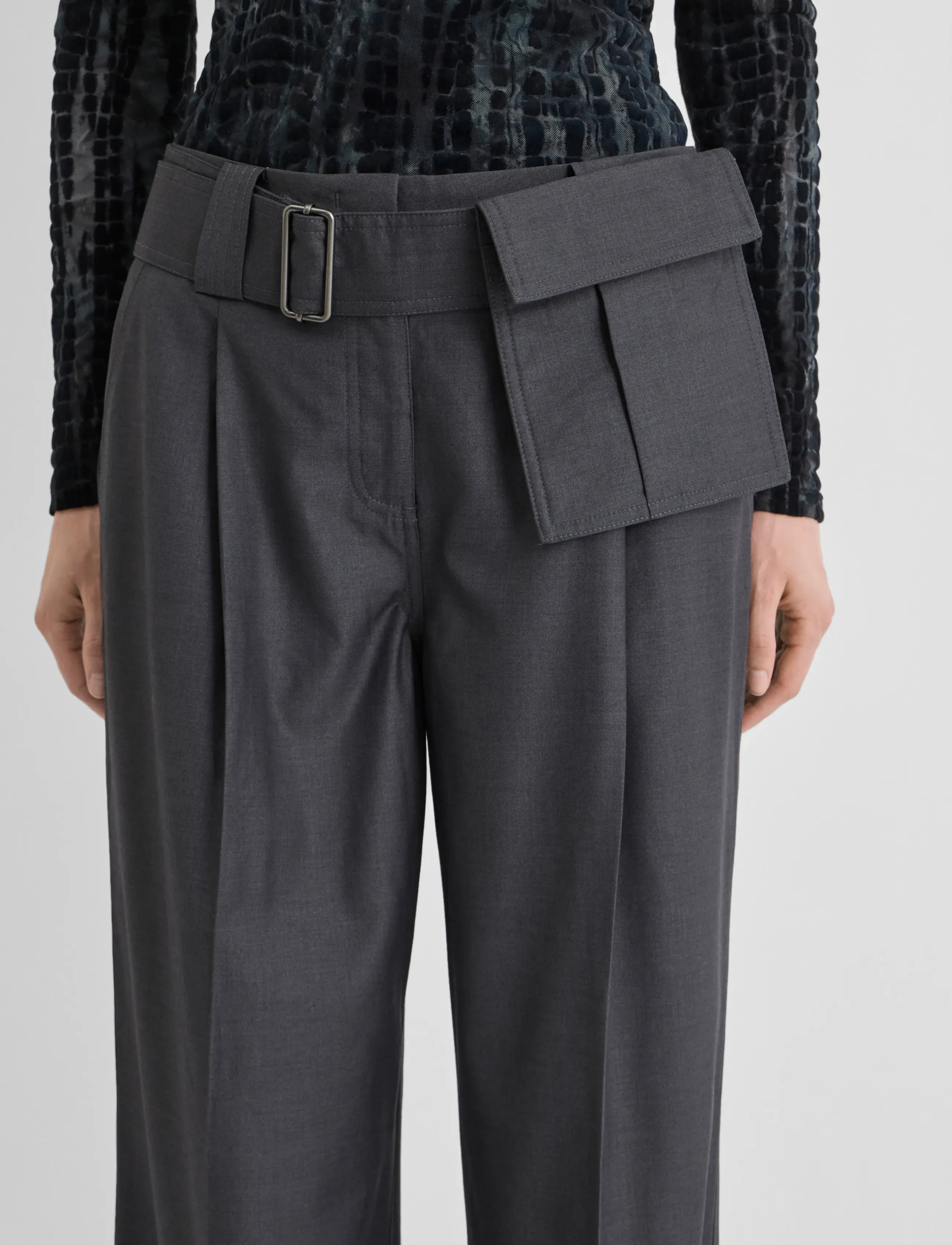 ROUGE EDIT - ROUSADIA RW F/L WIDE TROUSER/PF - dark grey melange - 5
