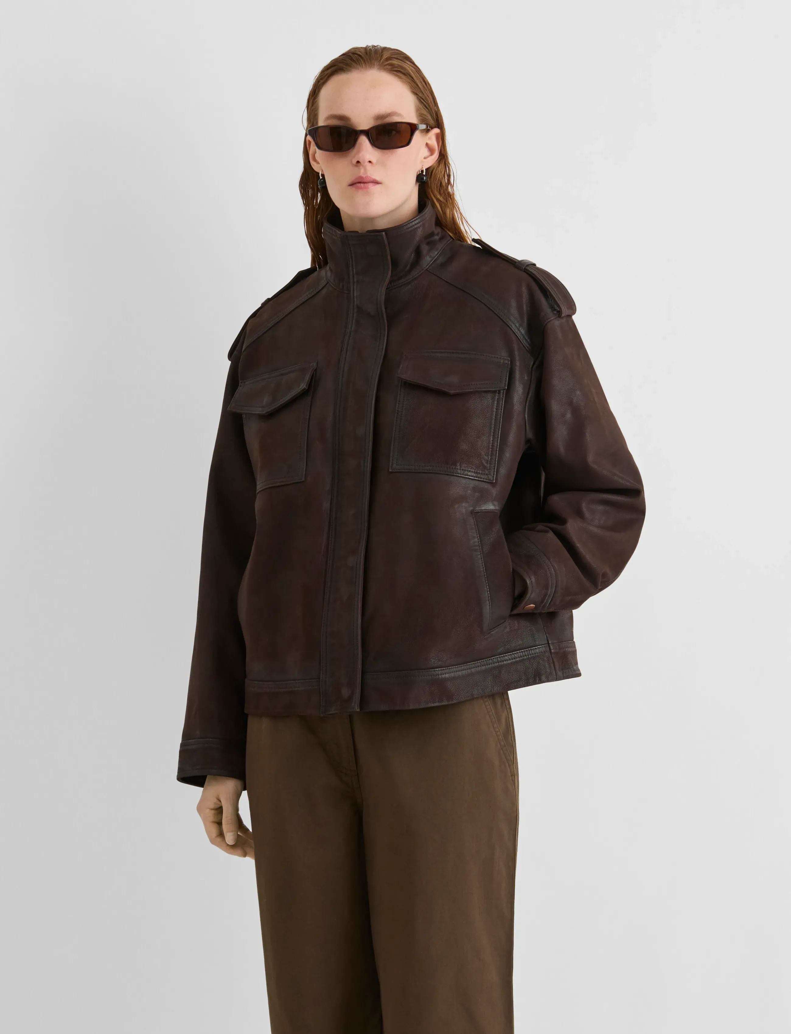 ROUGE EDIT ROUASPEN L/S OVERSIZED SUEDE JACKET - Jackets & Coats - BITTER CHOCOLATE / brown