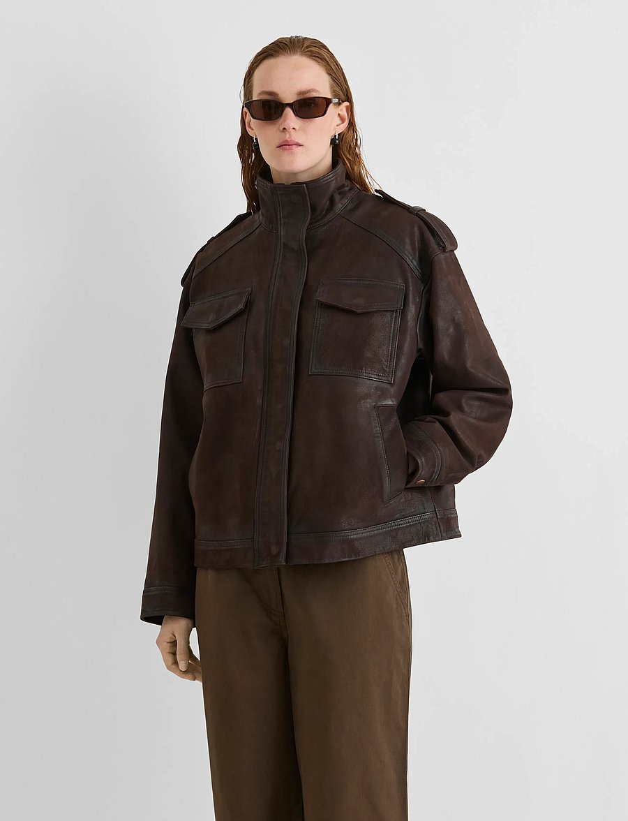 ROUGE EDIT - ROUASPEN L/S OVERSIZED SUEDE JACKET - bitter chocolate - 0