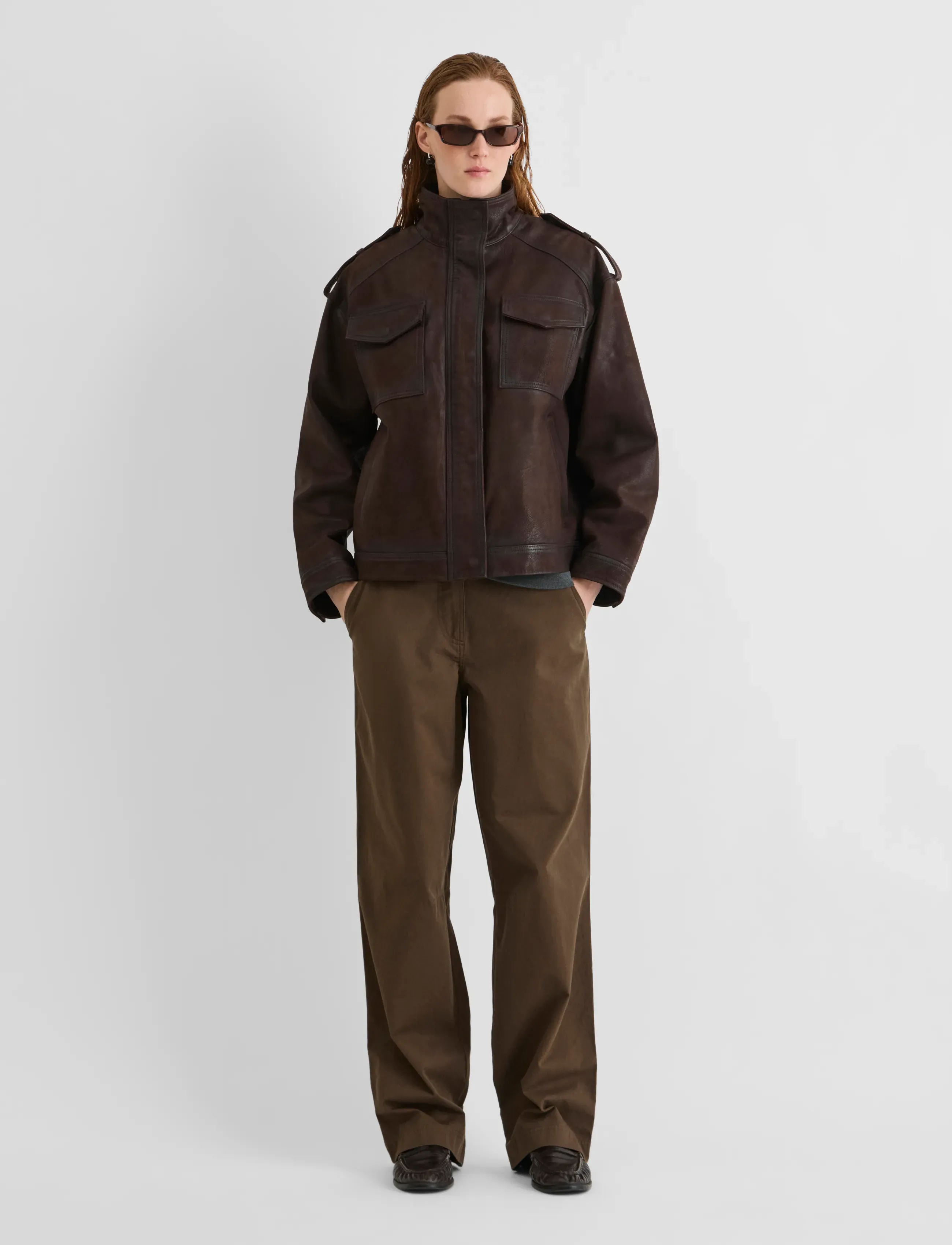 ROUGE EDIT - ROUASPEN L/S OVERSIZED SUEDE JACKET - bitter chocolate - 4
