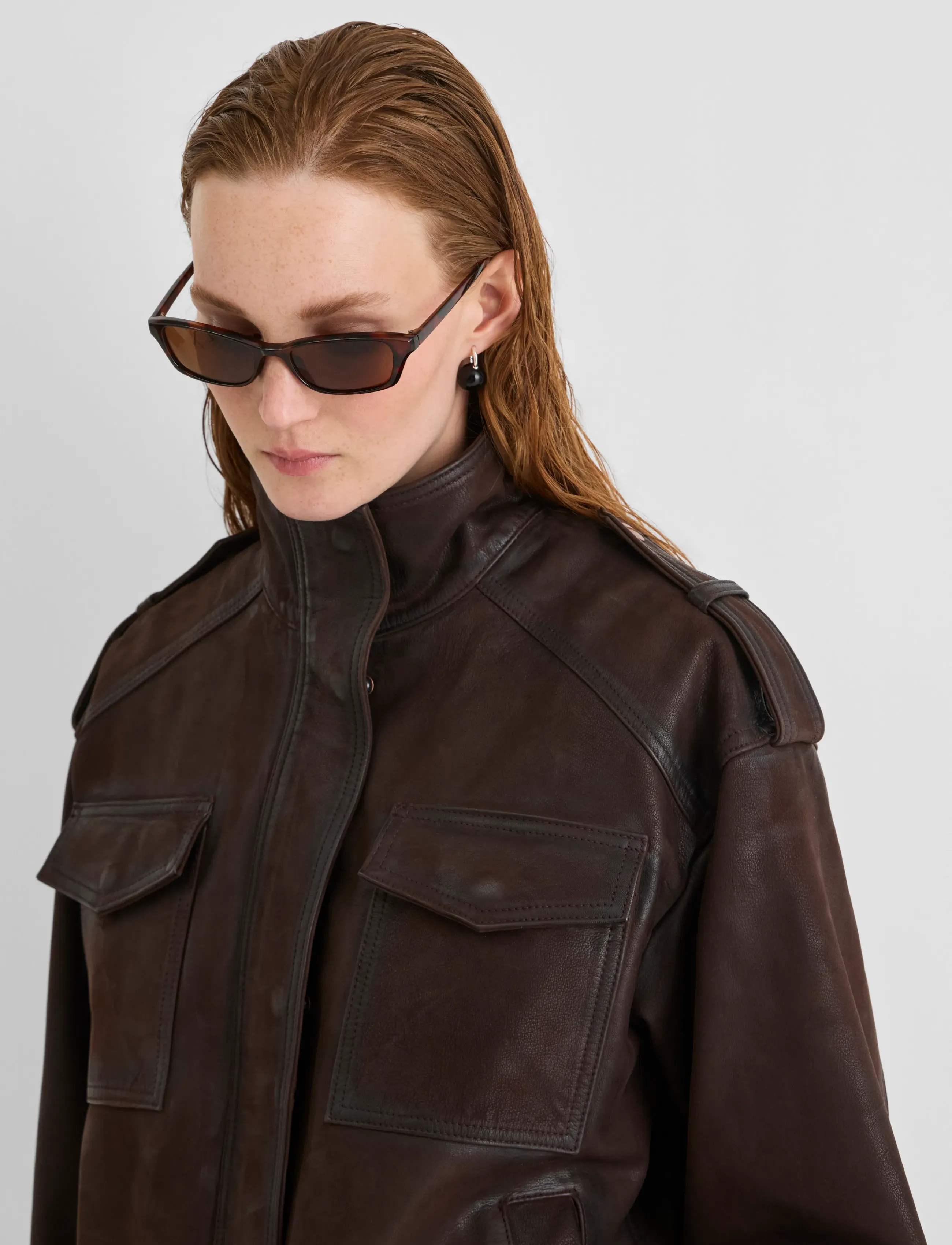 ROUGE EDIT - ROUASPEN L/S OVERSIZED SUEDE JACKET - bitter chocolate - 5