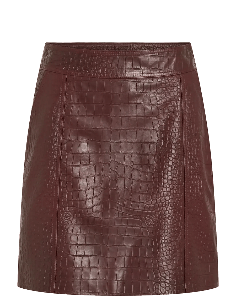 ROUGE EDIT - ROUMAYA HW SHORT LEATHER SKIRT - lederröcke - bitter chocolate - 0
