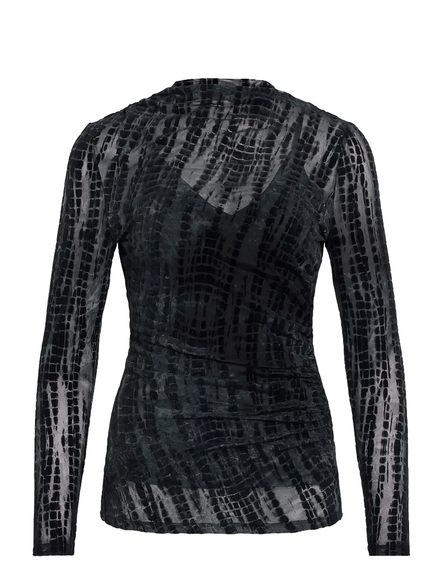 ROUGE EDIT - ROUASRA L/S MOCK NECK TOP - long sleeved blouses - meteorite - 1