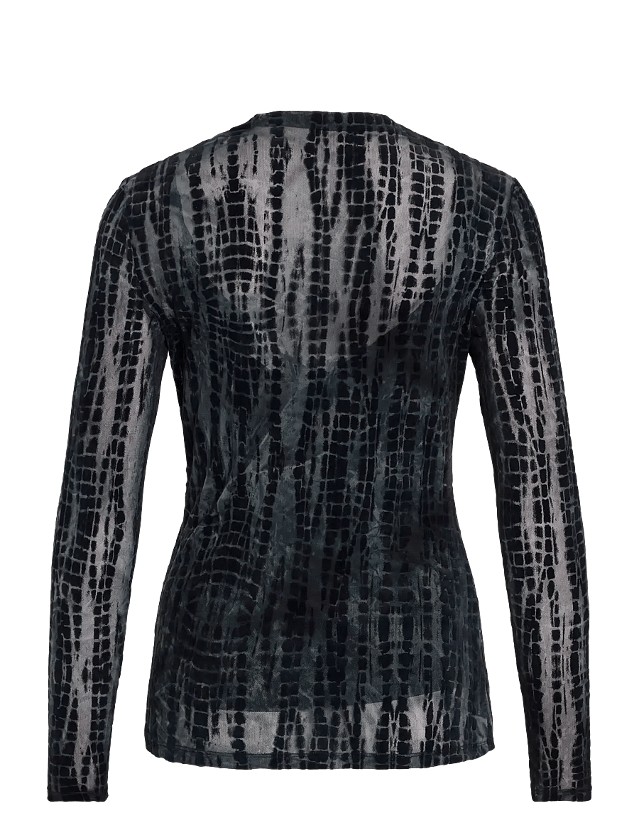 ROUGE EDIT - ROUASRA L/S MOCK NECK TOP - long sleeved blouses - meteorite - 2