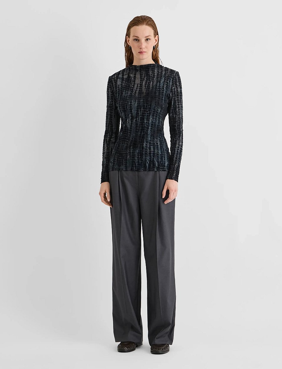 ROUGE EDIT - ROUASRA L/S MOCK NECK TOP - long sleeved blouses - meteorite - 4