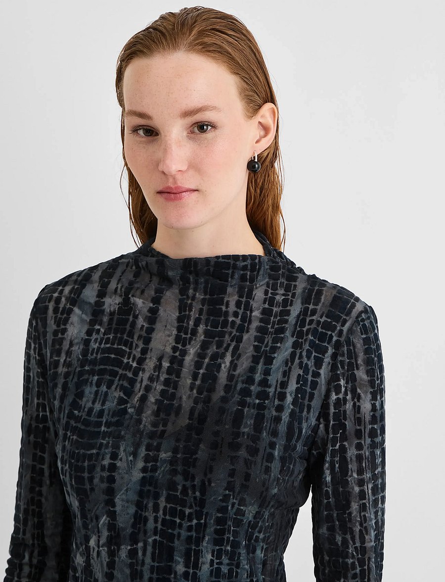 ROUGE EDIT - ROUASRA L/S MOCK NECK TOP - long sleeved blouses - meteorite - 5
