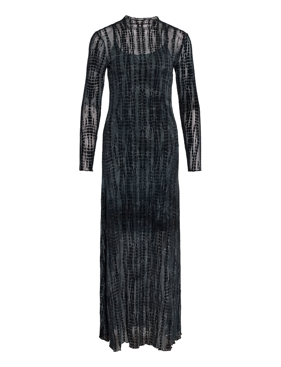 ROUGE EDIT - ROUASRA L/S O-NECK MAXI DRESS - fodralklänningar - meteorite - 1