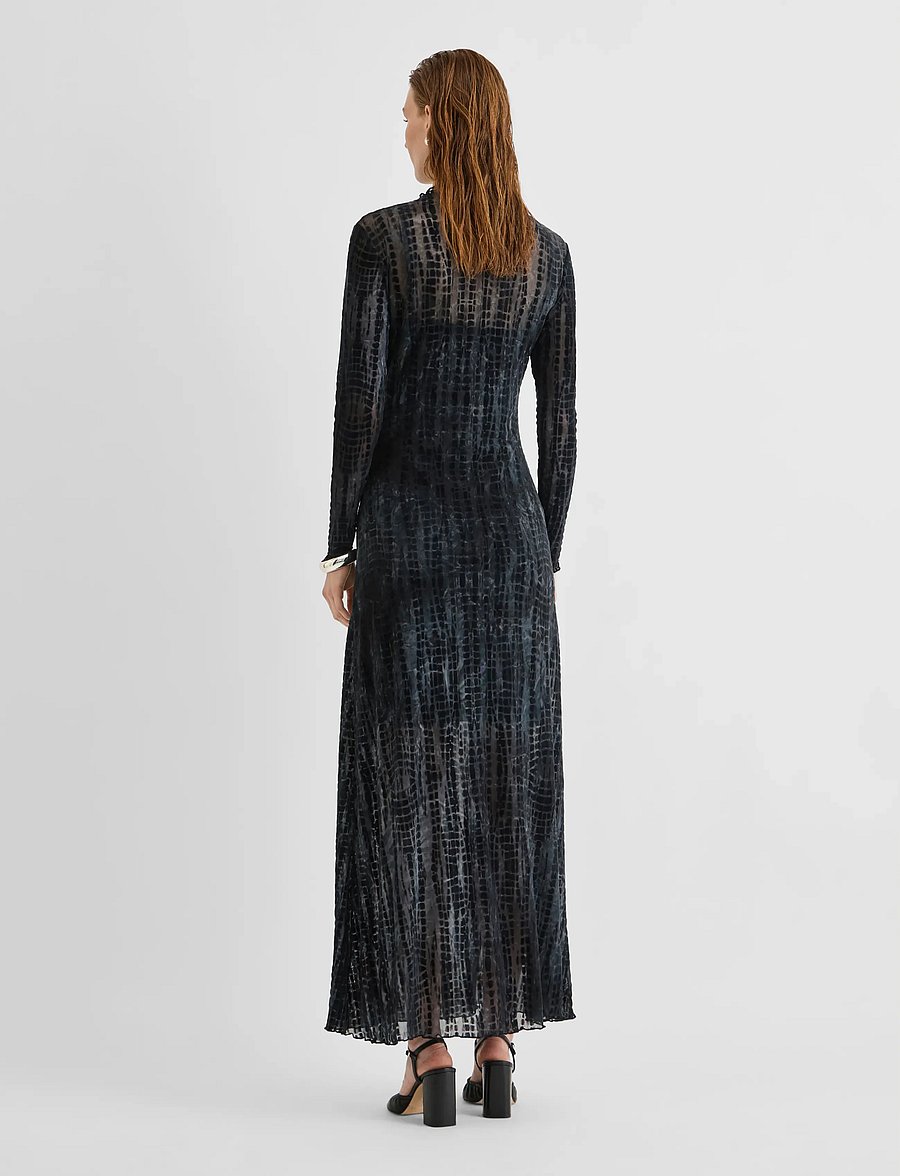 ROUGE EDIT - ROUASRA L/S O-NECK MAXI DRESS - fodralklänningar - meteorite - 3