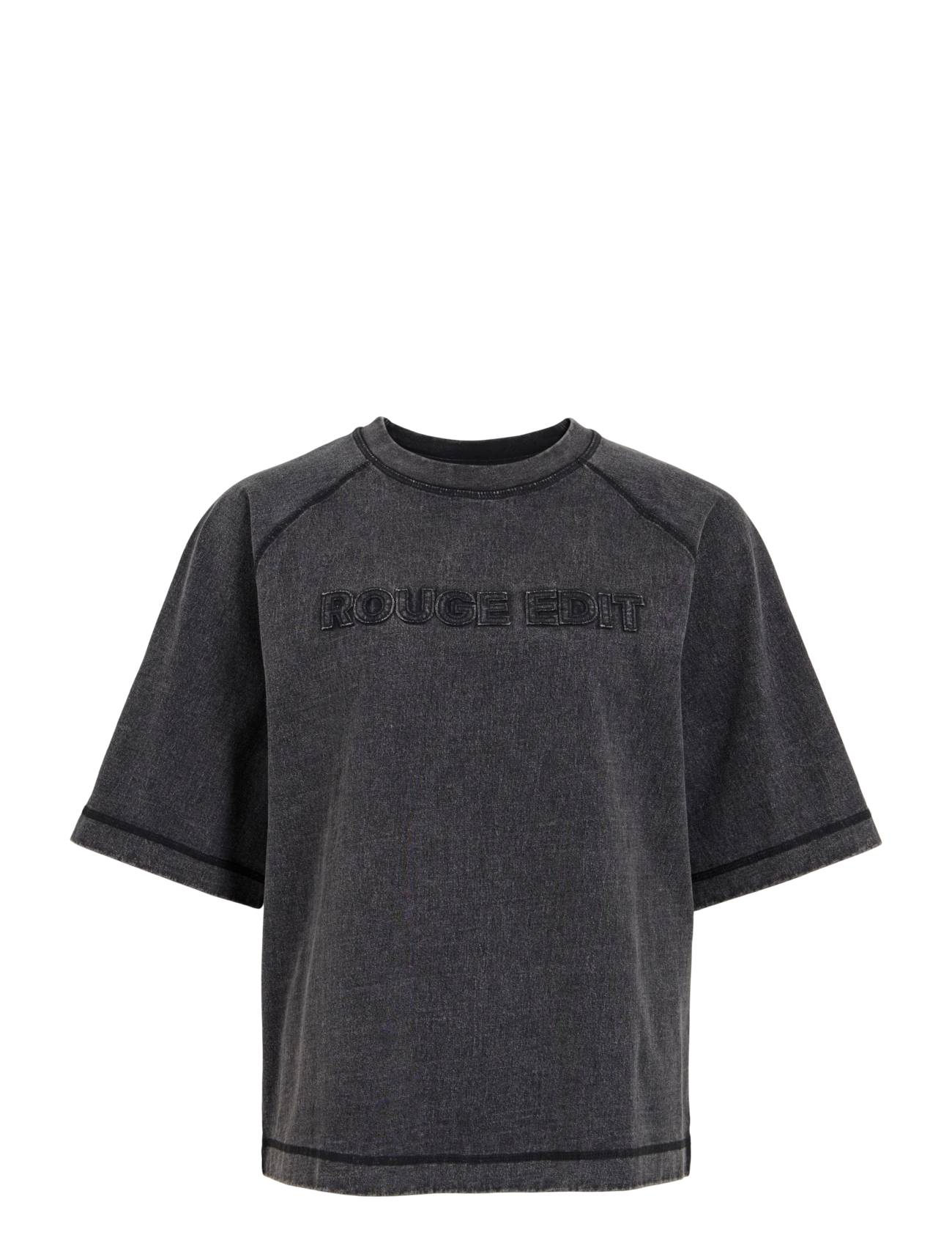 ROUGE EDIT ROUEDIT 2/4 O-NECK TEE/1 - T-Shirts & Tops - METEORITE / grey