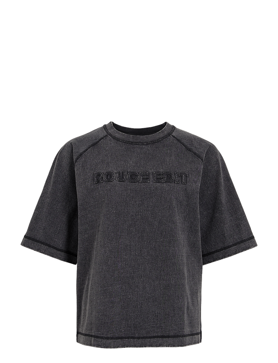 ROUGE EDIT - ROUEDIT 2/4 O-NECK TEE/1 - meteorite - 0