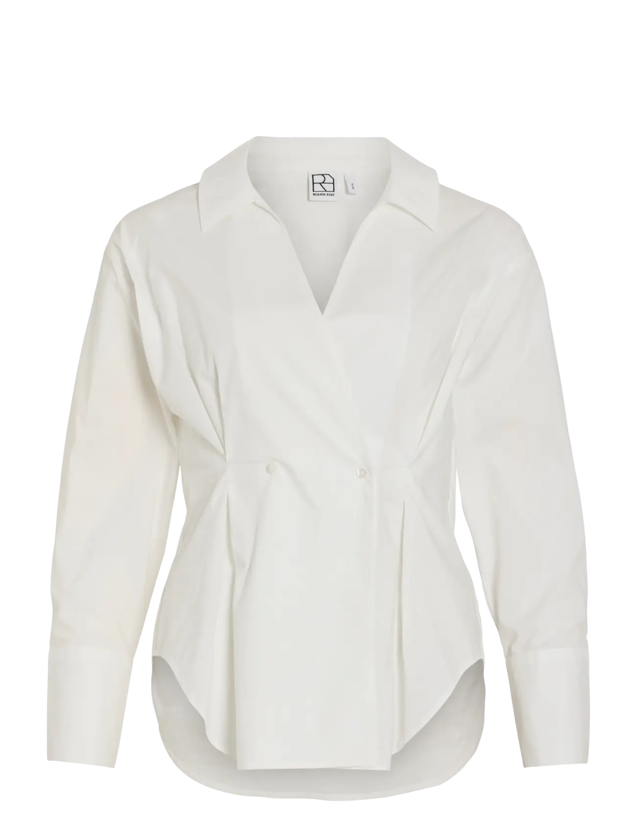 ROUGE EDIT ROUSHEENA L/S V-NECK SHIRT - Pikkade varrukatega särgid - CLOUD DANCER / white