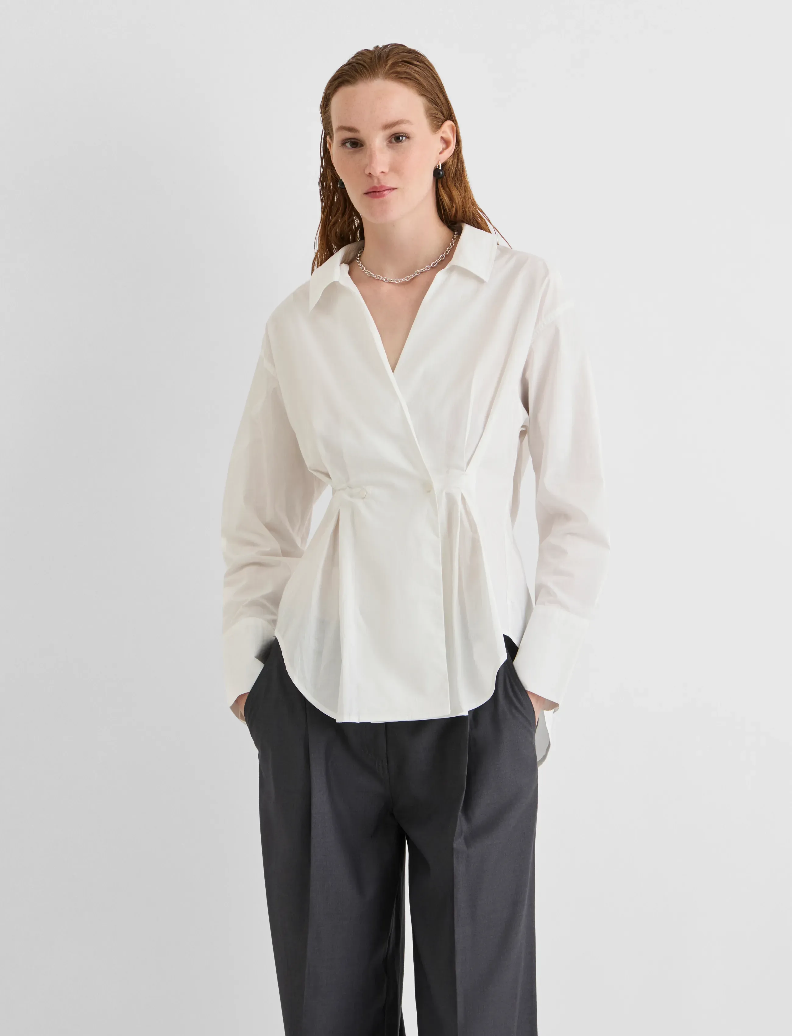 ROUGE EDIT - ROUSHEENA L/S V-NECK SHIRT - cloud dancer - 0