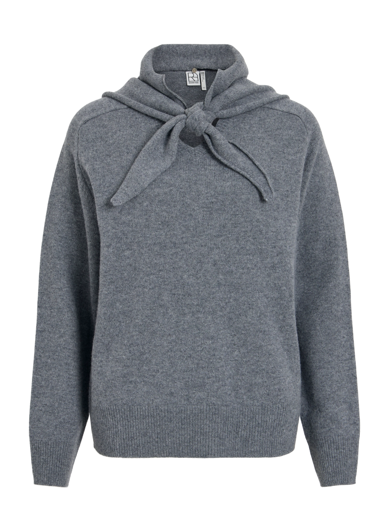 ROUGE EDIT ROUKATE L/S V-NECK KNIT/1 - Jumpers - DARK GREY MELANGE / grey