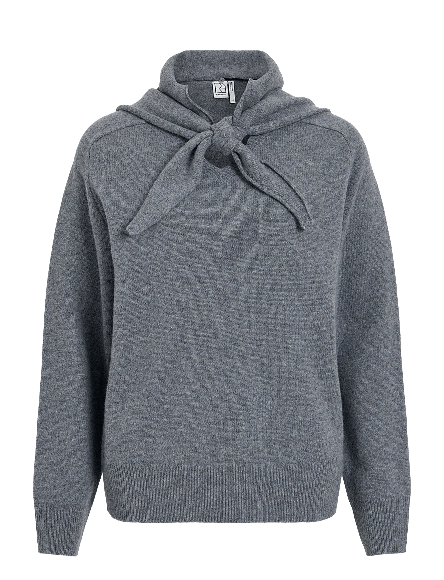 ROUGE EDIT - ROUKATE L/S V-NECK KNIT/1 - pullover - dark grey melange - 1