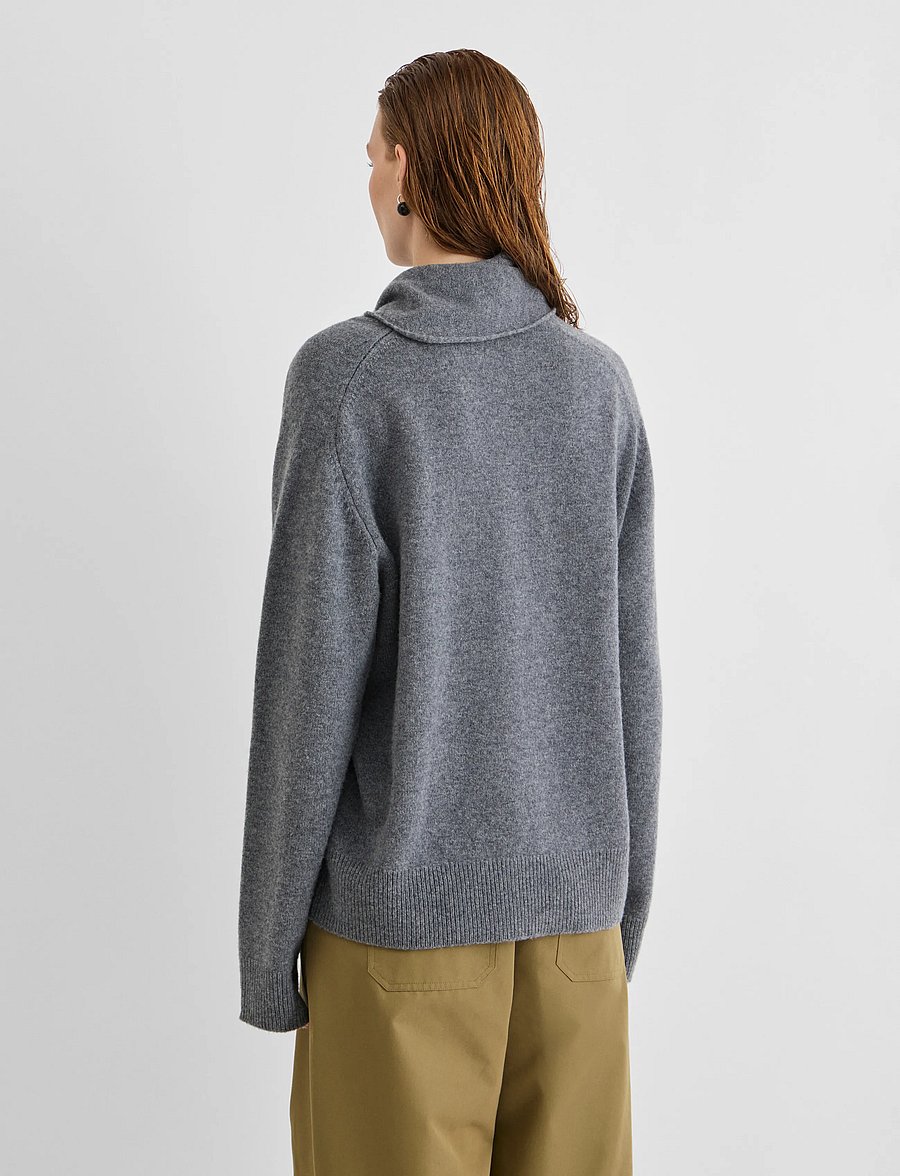 ROUGE EDIT - ROUKATE L/S V-NECK KNIT/1 - pullover - dark grey melange - 3