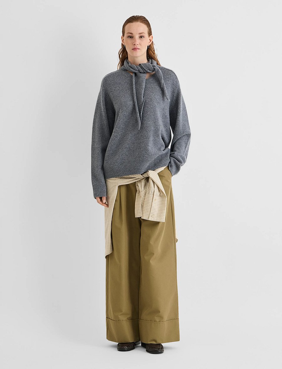 ROUGE EDIT - ROUKATE L/S V-NECK KNIT/1 - pullover - dark grey melange - 4