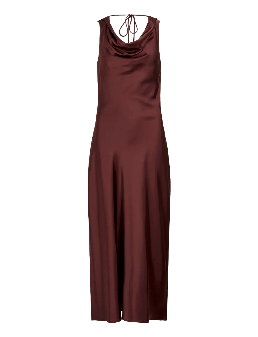 ROUGE EDIT - ROUSHYRAS COWL NECK MAXI DRESS/EV - aftenkjoler - bitter chocolate - 0
