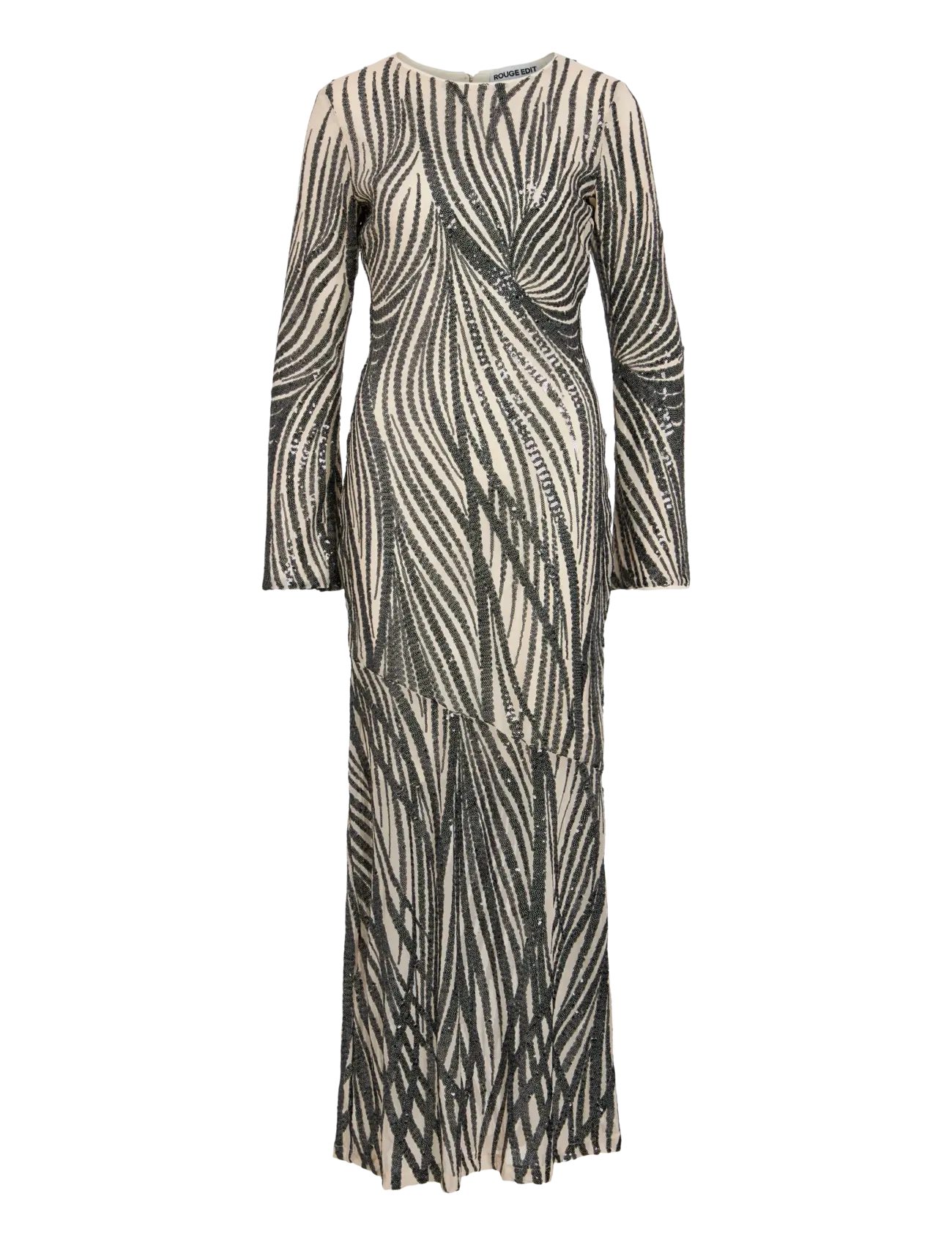 ROUGE EDIT - ROULEONA L/S O-NECK MAXI DRESS/EV/PF - pelican - 1