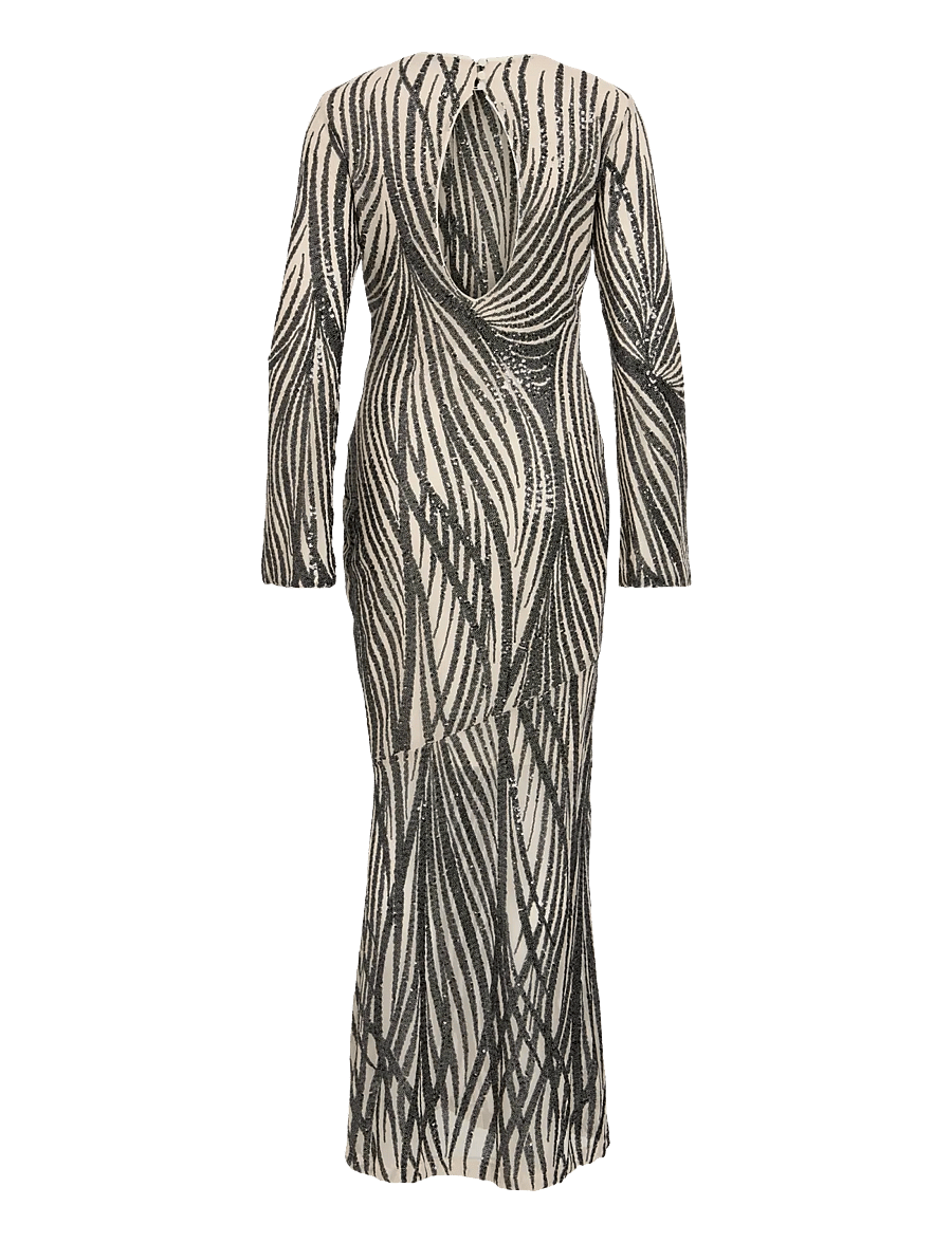 ROUGE EDIT - ROULEONA L/S O-NECK MAXI DRESS/EV/PF - pelican - 2