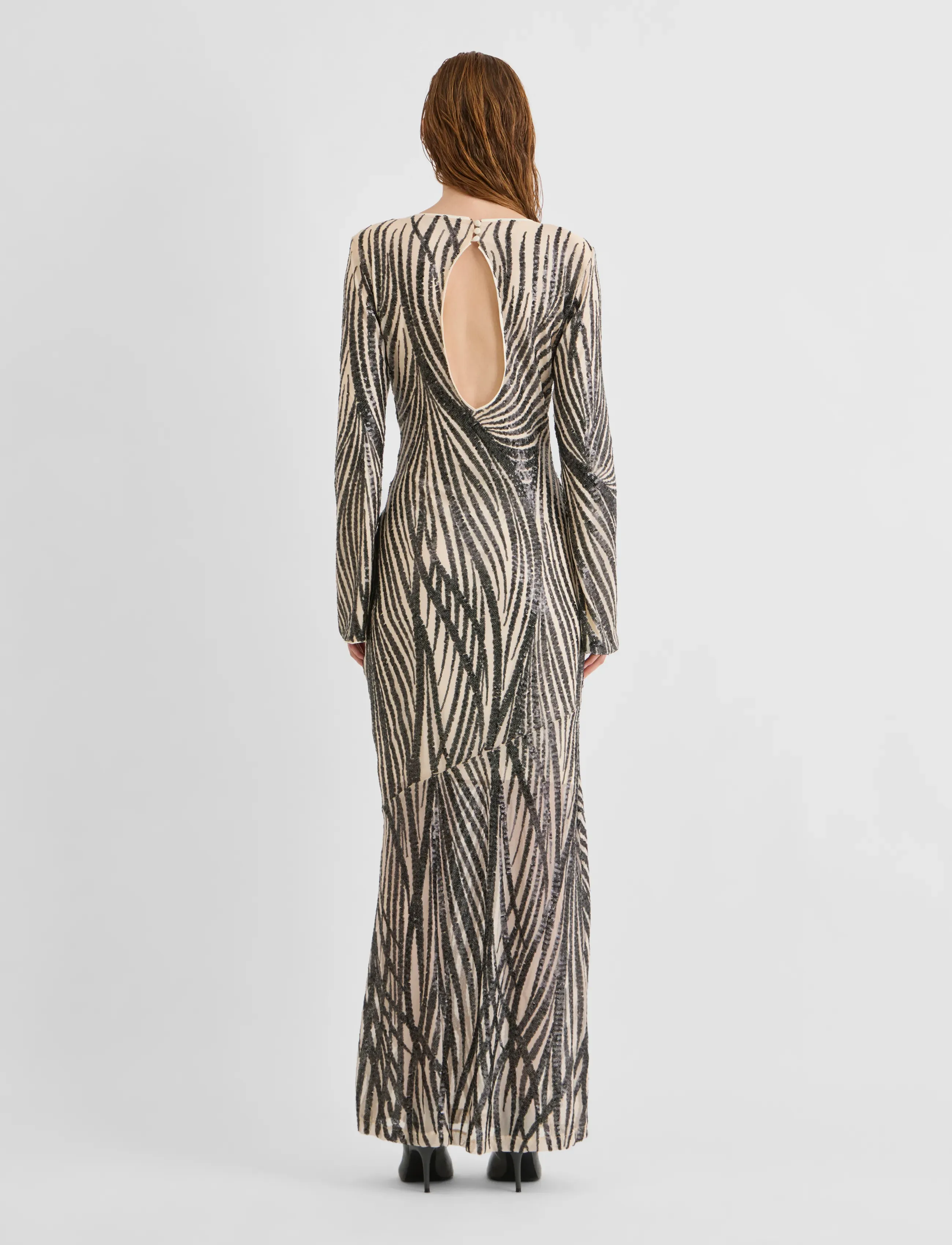 ROUGE EDIT - ROULEONA L/S O-NECK MAXI DRESS/EV/PF - pelican - 3