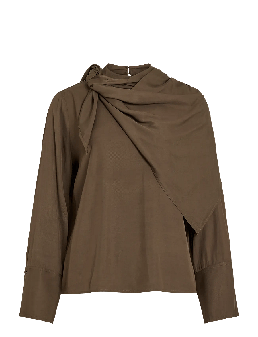 ROUGE EDIT - ROUBRAE L/S CHINA NECK TOP - långärmade blusar - canteen - 1