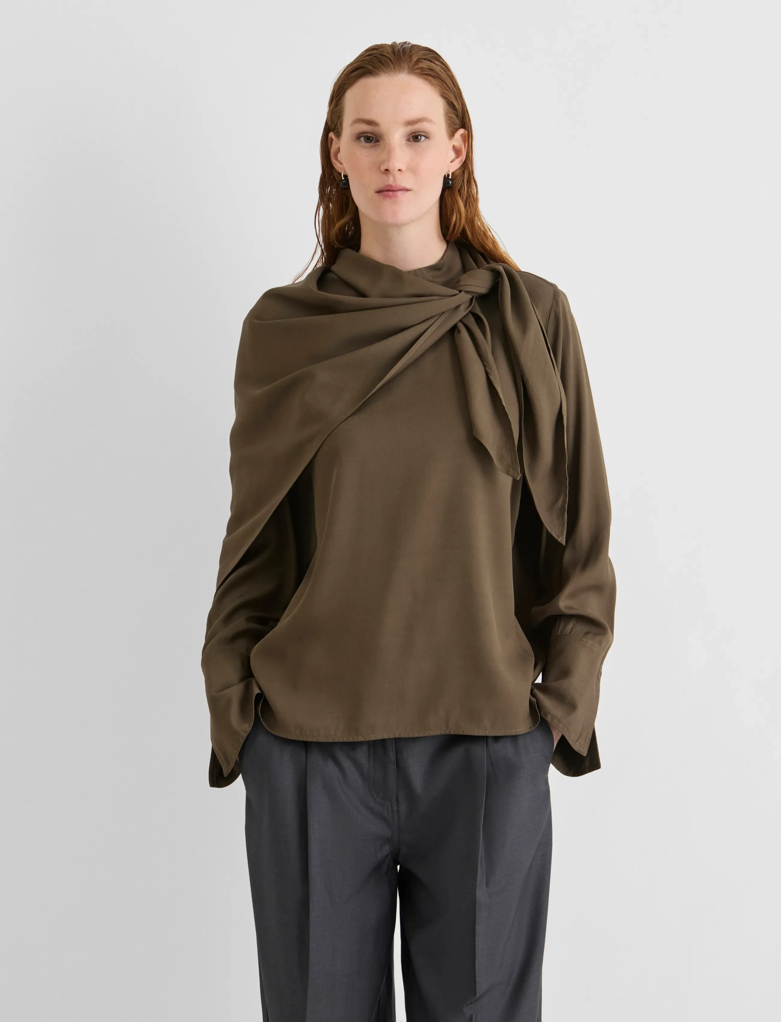 ROUGE EDIT ROUBRAE L/S CHINA NECK TOP - Blusar - CANTEEN / khaki/green