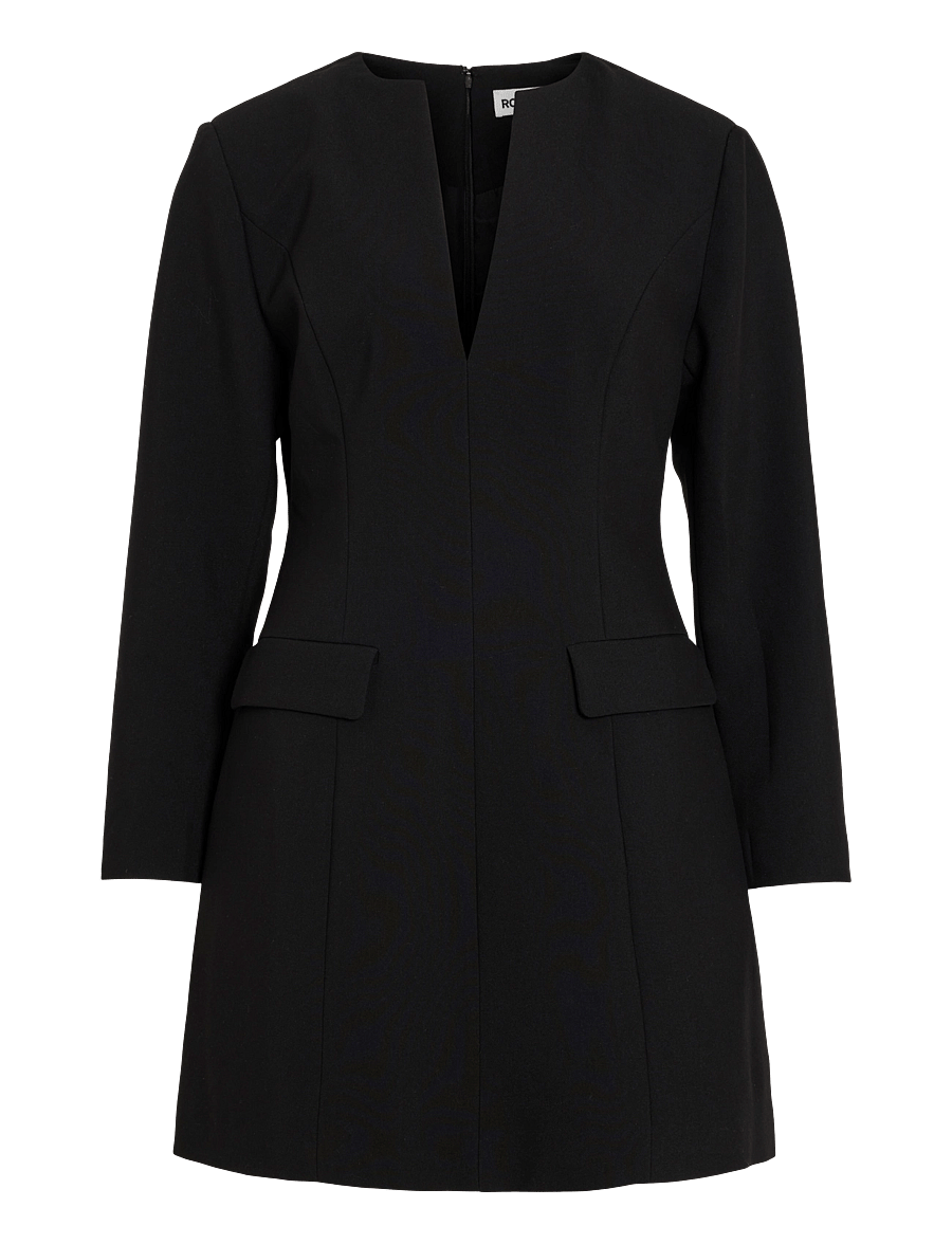 ROUGE EDIT - ROURAE L/S V-NECK SHORT DRESS/EV/PF - fodralklänningar - meteorite - 1