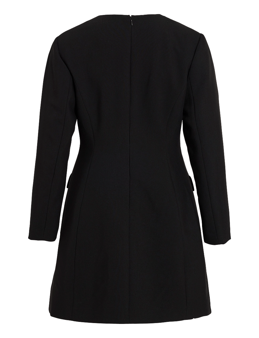 ROUGE EDIT - ROURAE L/S V-NECK SHORT DRESS/EV/PF - fodralklänningar - meteorite - 2