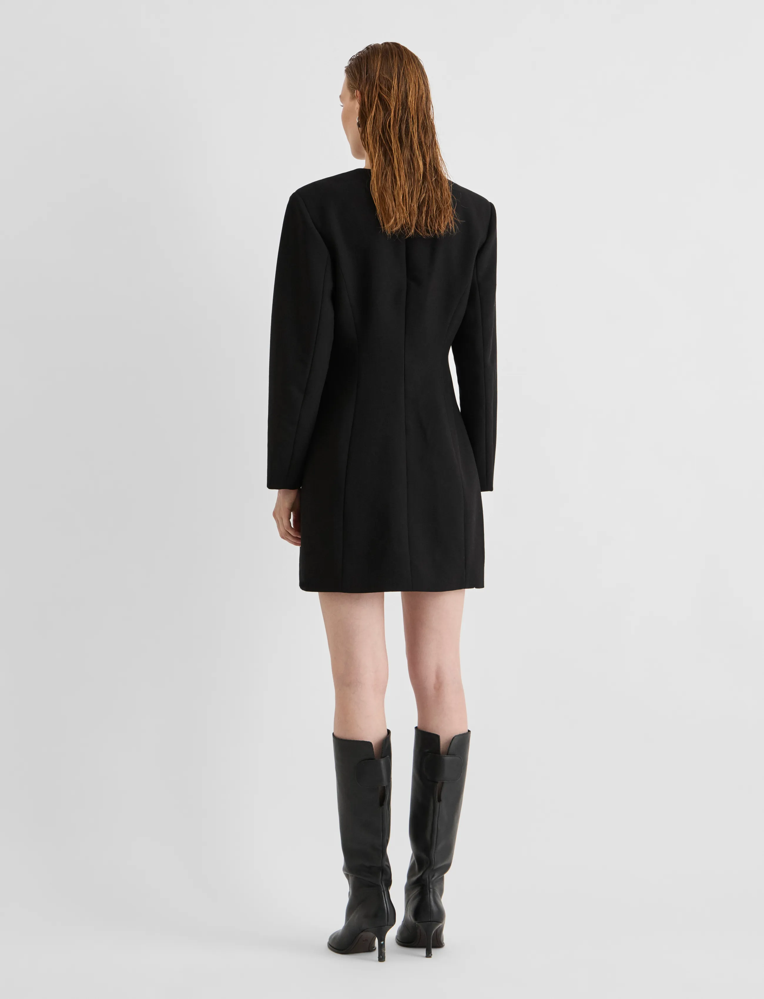 ROUGE EDIT - ROURAE L/S V-NECK SHORT DRESS/EV/PF - fodralklänningar - meteorite - 3