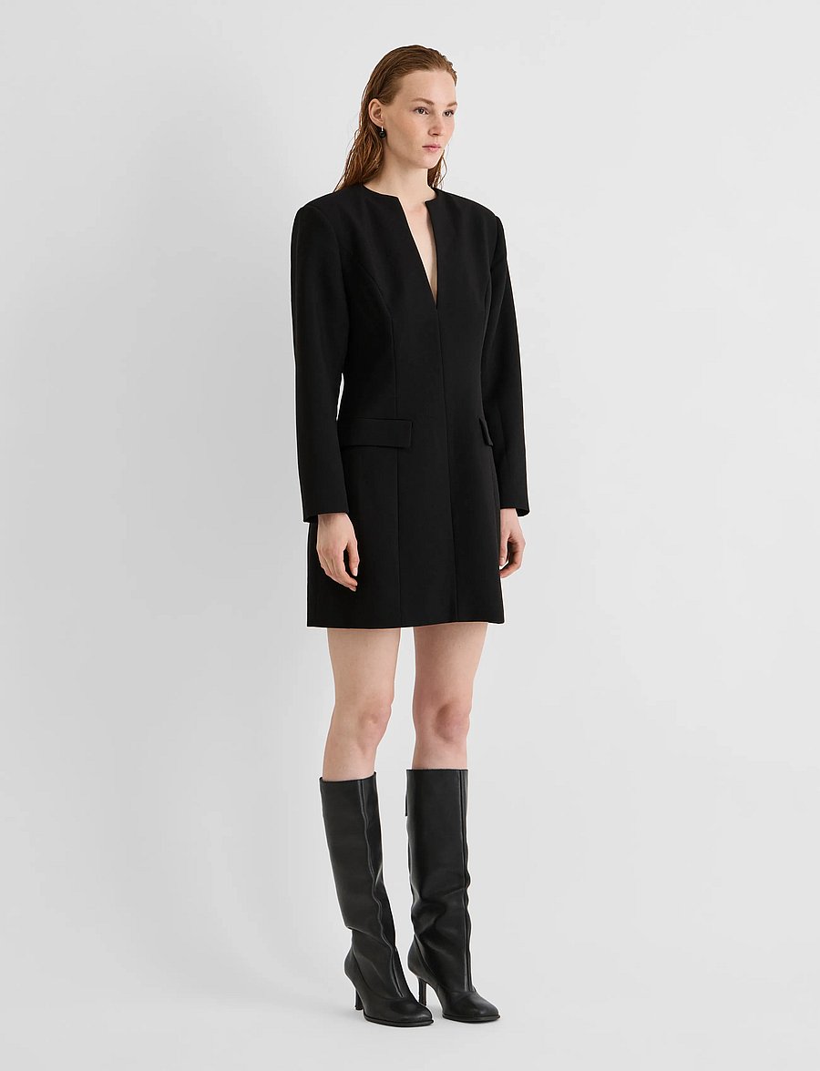 ROUGE EDIT - ROURAE L/S V-NECK SHORT DRESS/EV/PF - fodralklänningar - meteorite - 4