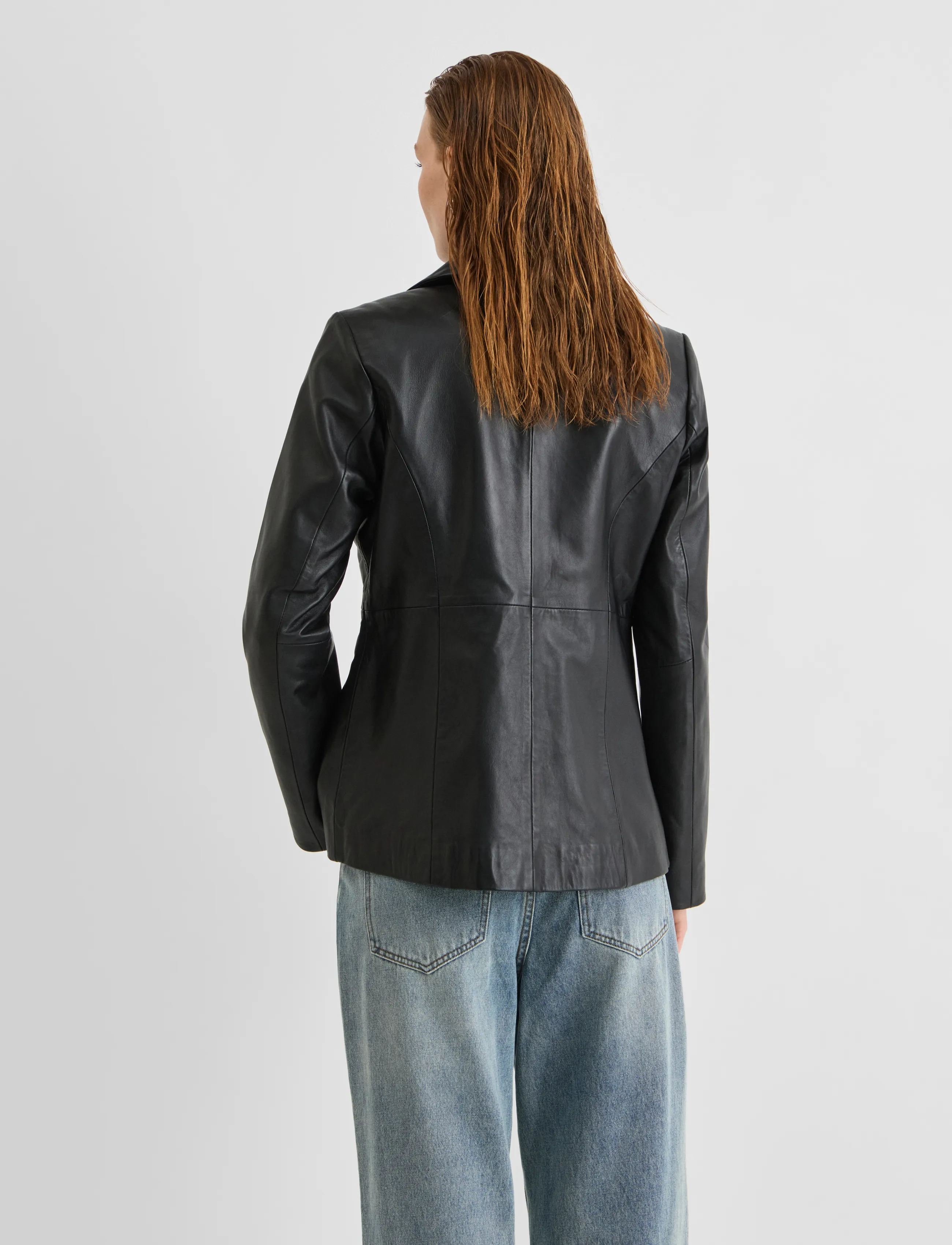 ROUGE EDIT - ROUHARLEY L/S LEATHER BLAZER/EV/PF - meteorite - 3