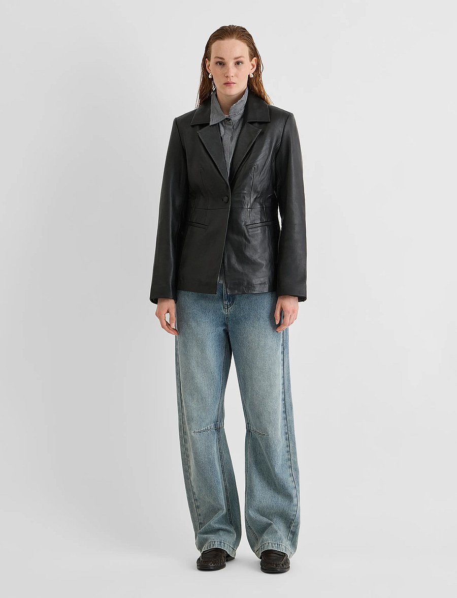 ROUGE EDIT - ROUHARLEY L/S LEATHER BLAZER/EV/PF - meteorite - 4