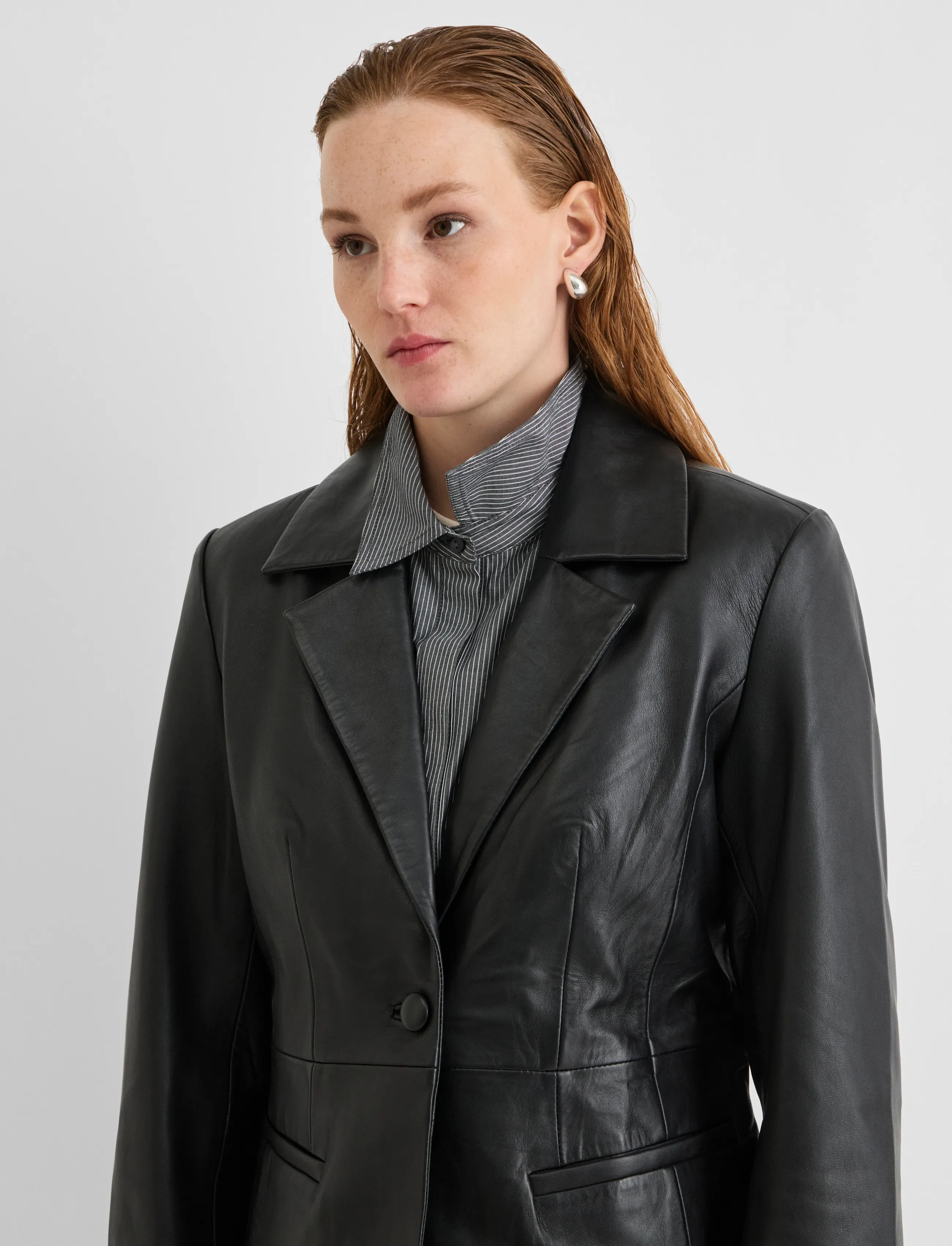 ROUGE EDIT - ROUHARLEY L/S LEATHER BLAZER/EV/PF - meteorite - 5