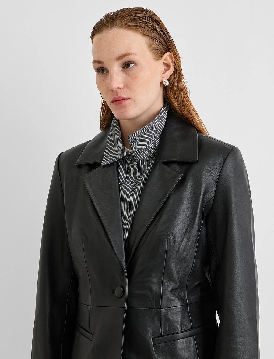 ROUGE EDIT - ROUHARLEY L/S LEATHER BLAZER/EV/PF - meteorite - 5