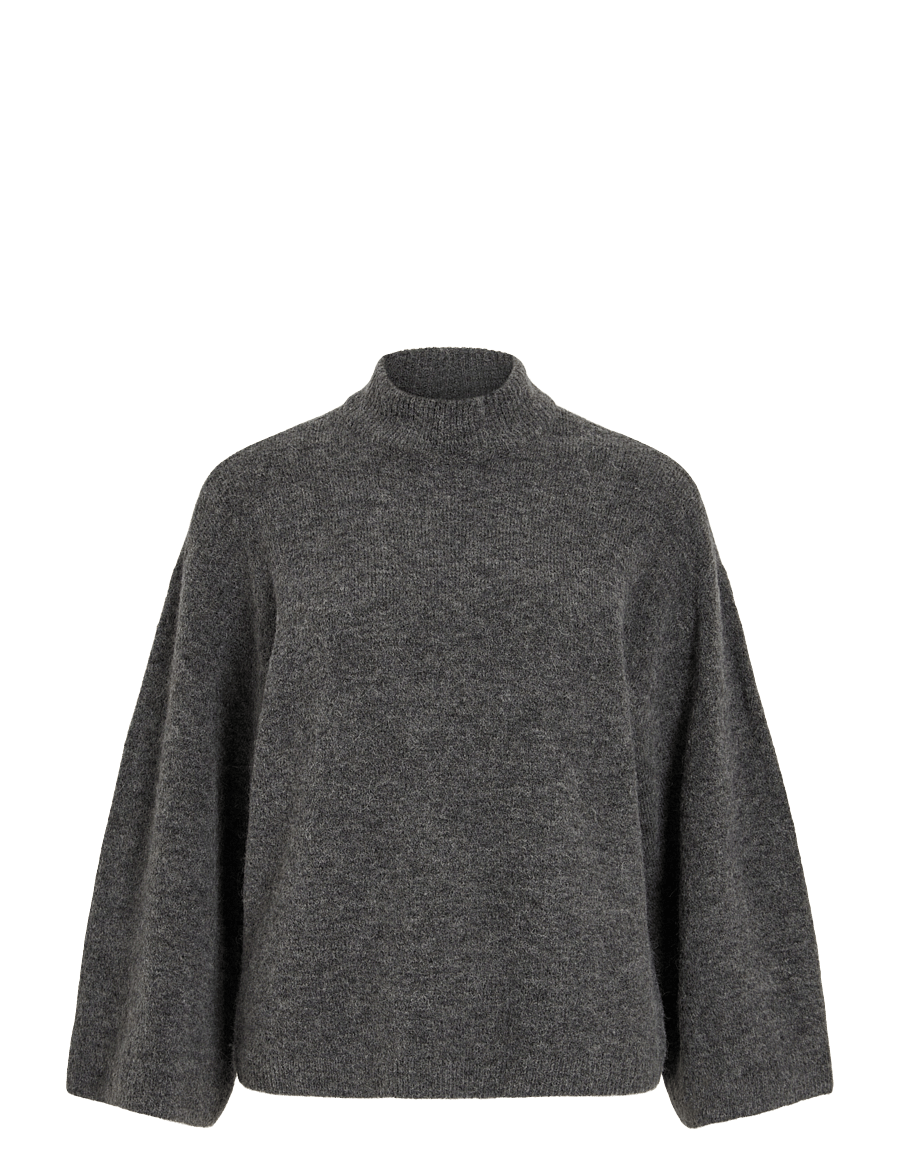 ROUGE EDIT - ROUALMA L/S MOCK NECK KNIT - striktrøjer - dark grey melange - 1
