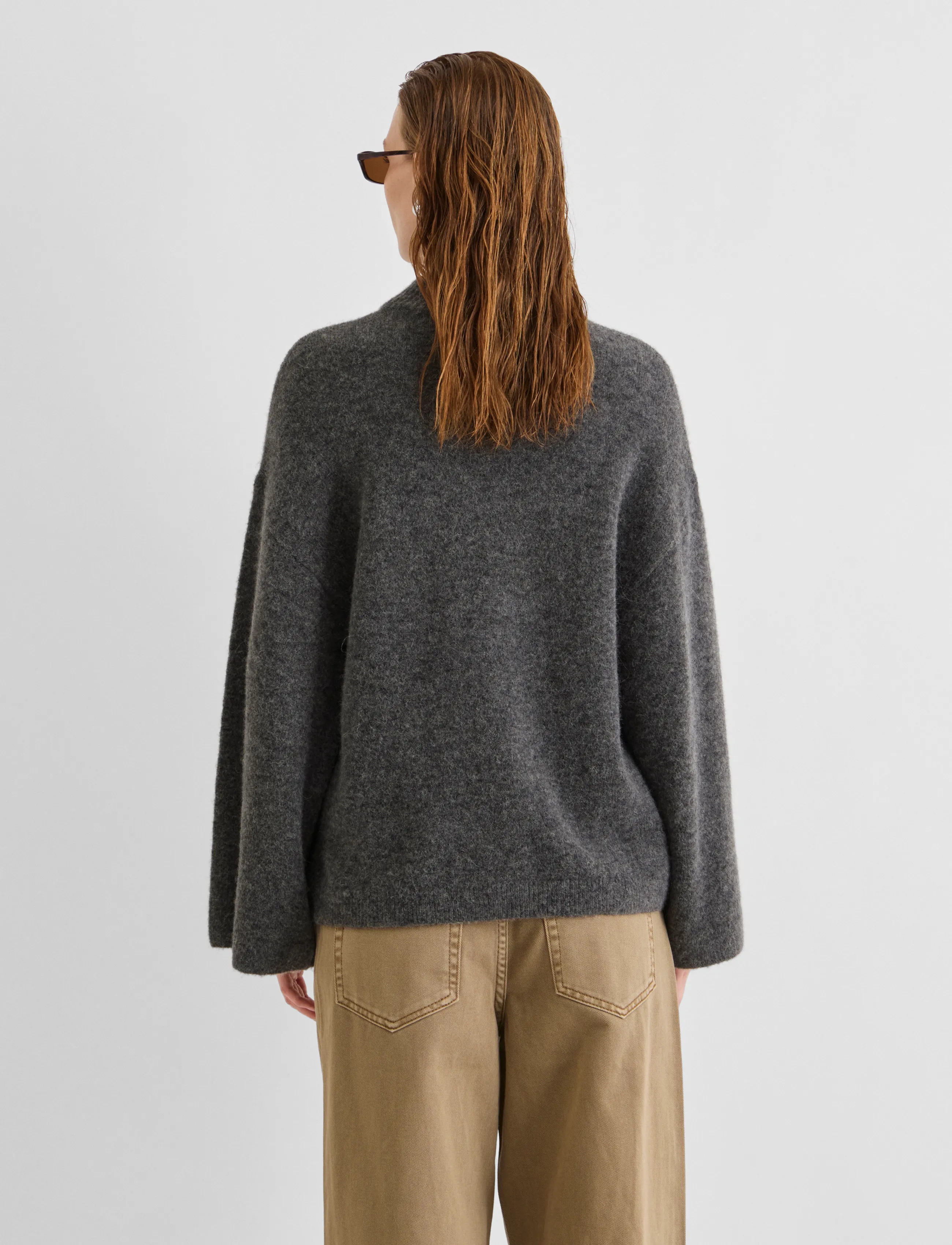 ROUGE EDIT - ROUALMA L/S MOCK NECK KNIT - jumpers - dark grey melange - 3