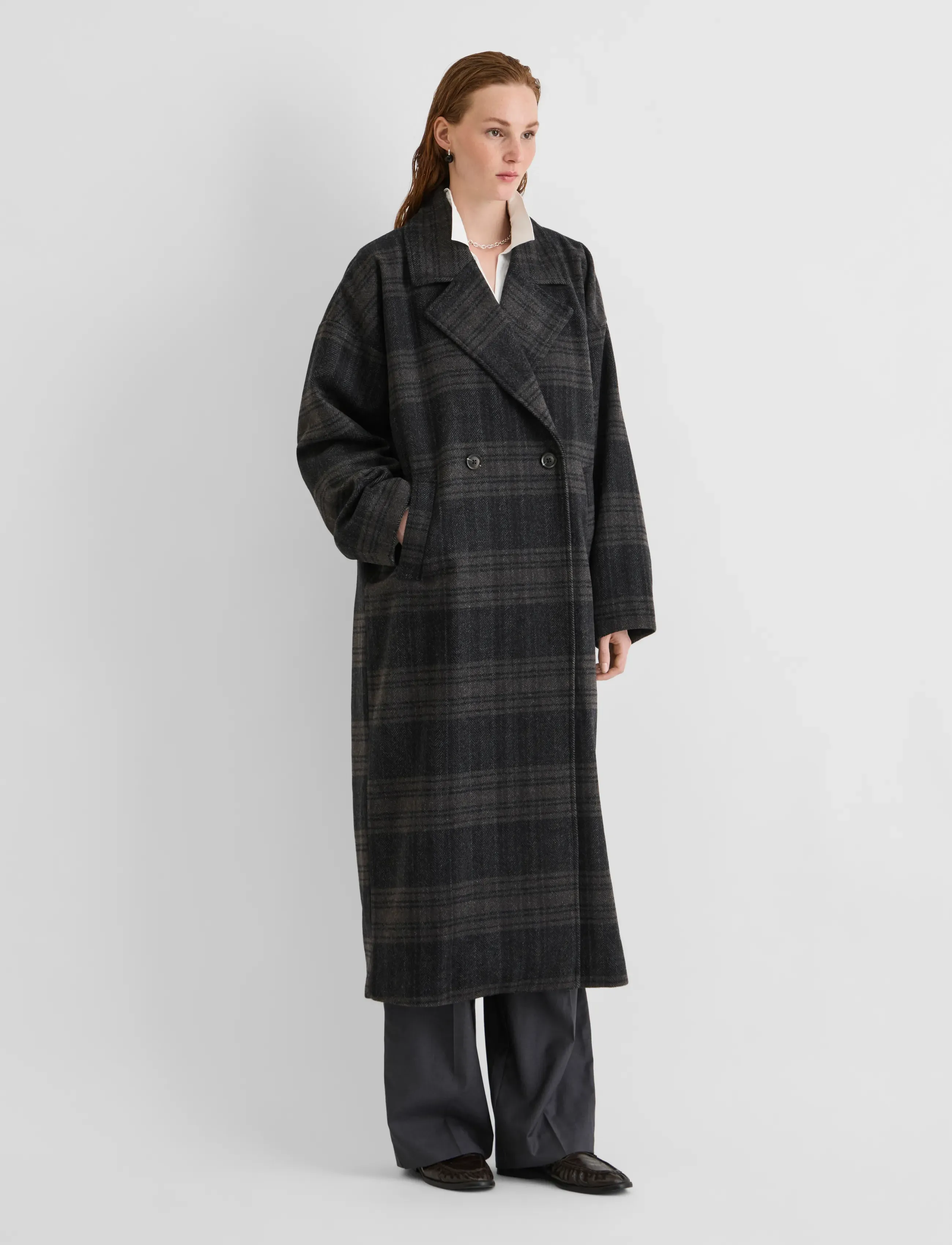 ROUGE EDIT ROUCILLA L/S DB OVERSIZED COAT - ROUGE EDIT - METEORITE / grey