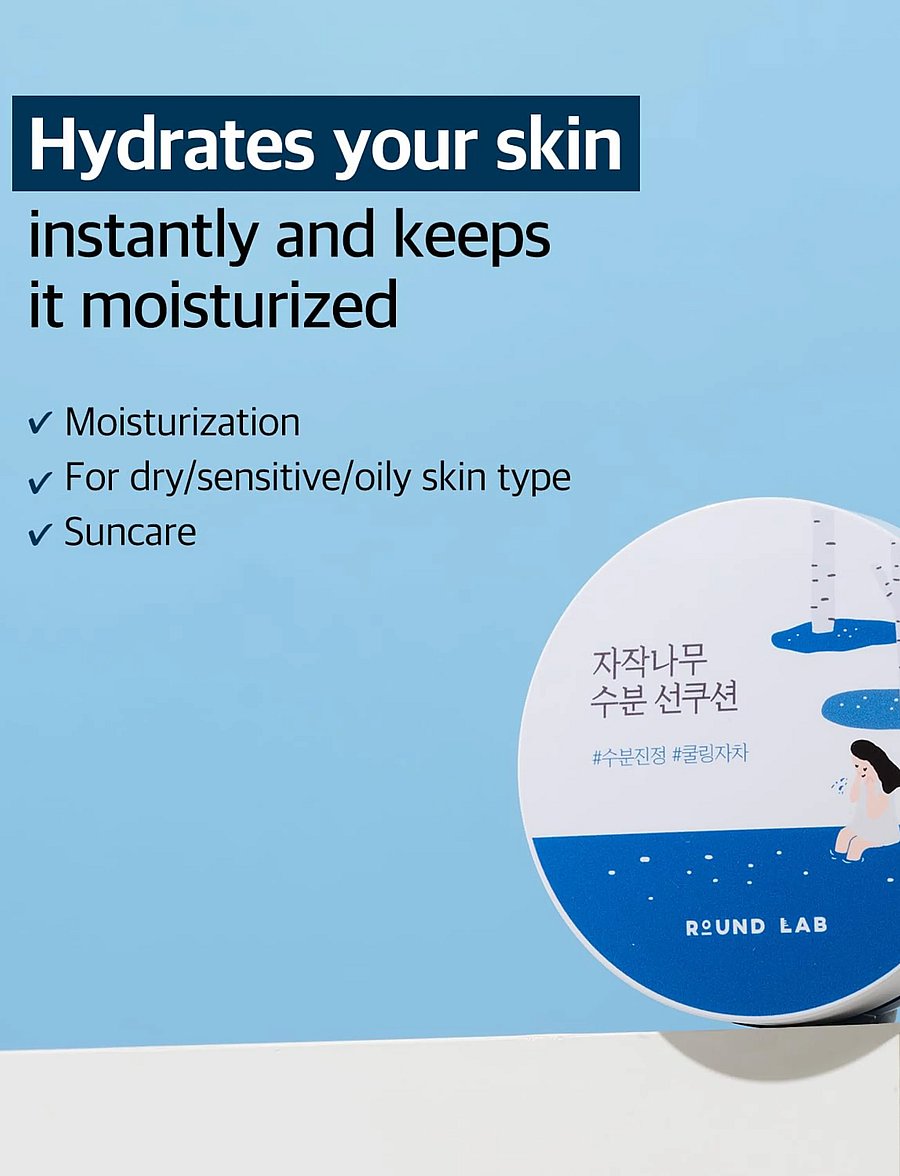Round Lab - Birch Juice Moisturizing Sun Cushion SPF 50+ PA++++ - til ansigtet - clear - 2