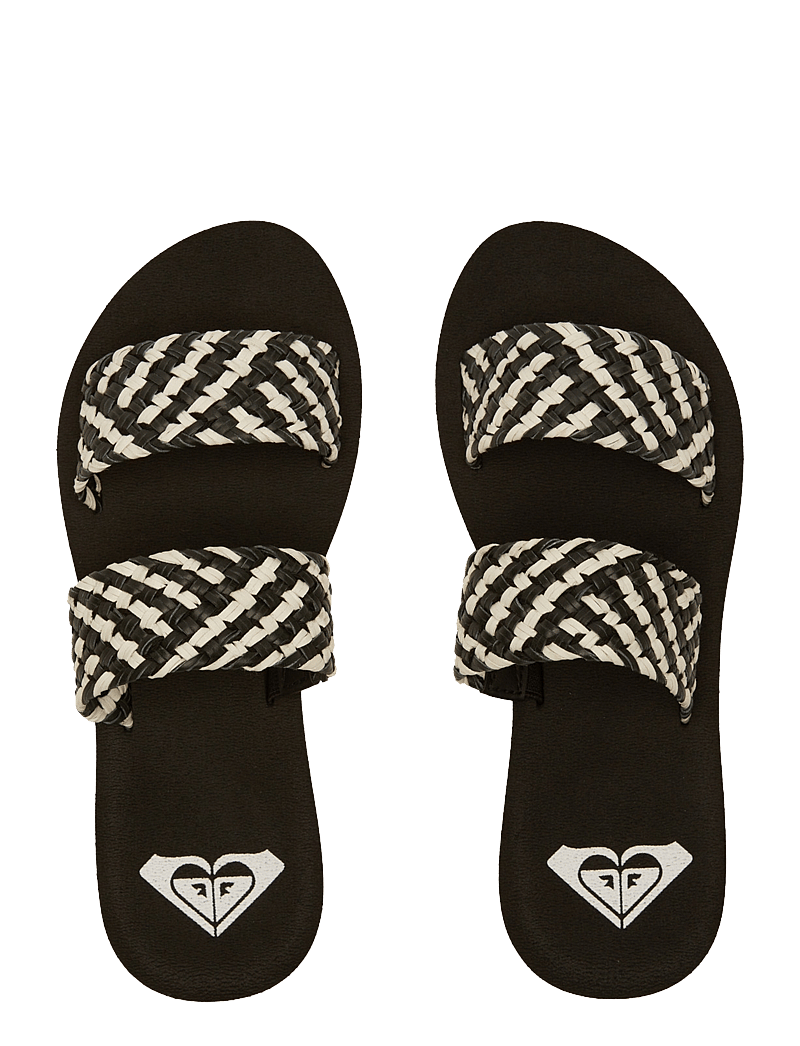 Roxy - PORTO SLIDE II - sandaler & tofflor - black/white - 3