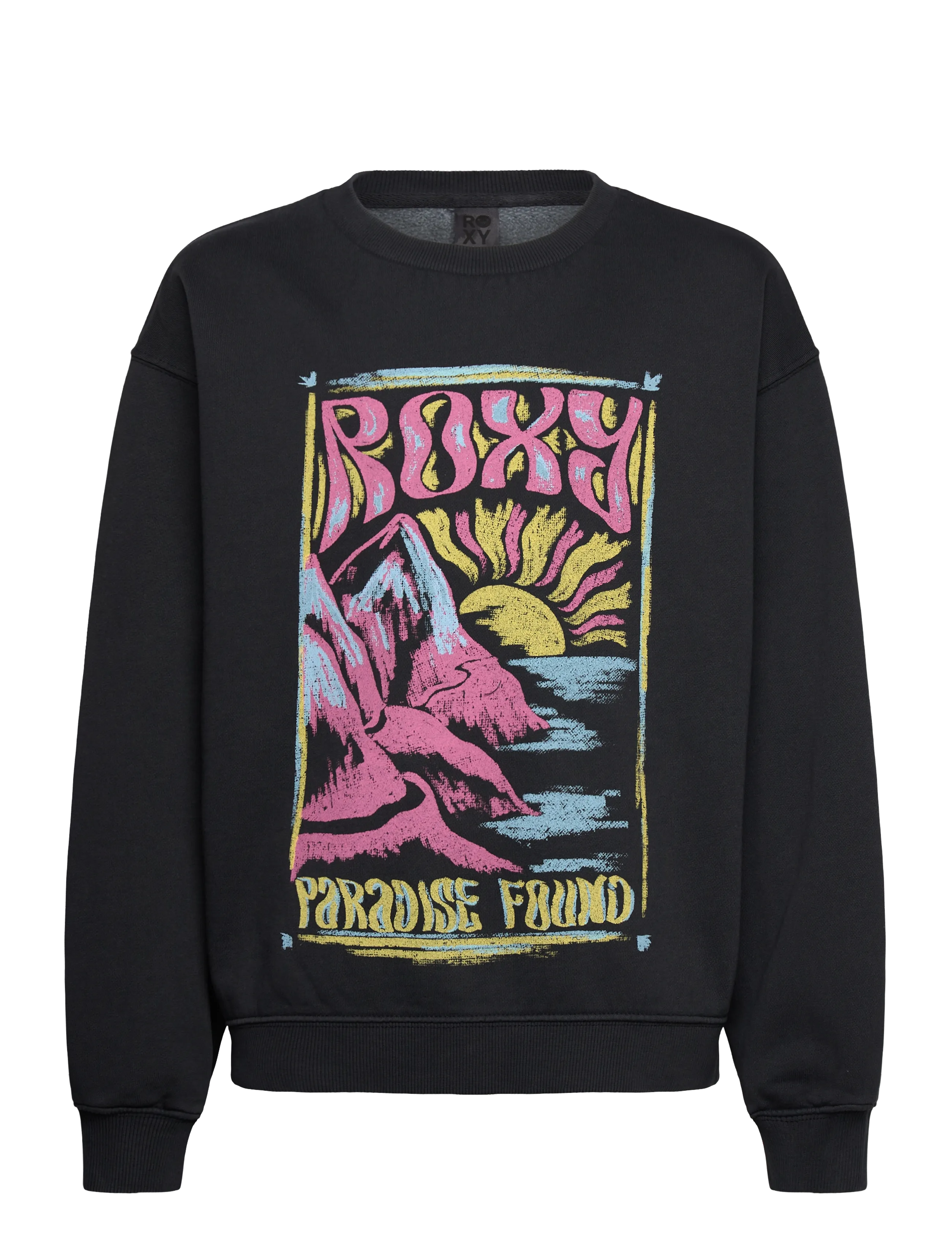 Roxy Lineup Crew Brushed Rg, Børn, Rund Hals Sweatshirt Med Grafisk Print, Sort, Str: 116