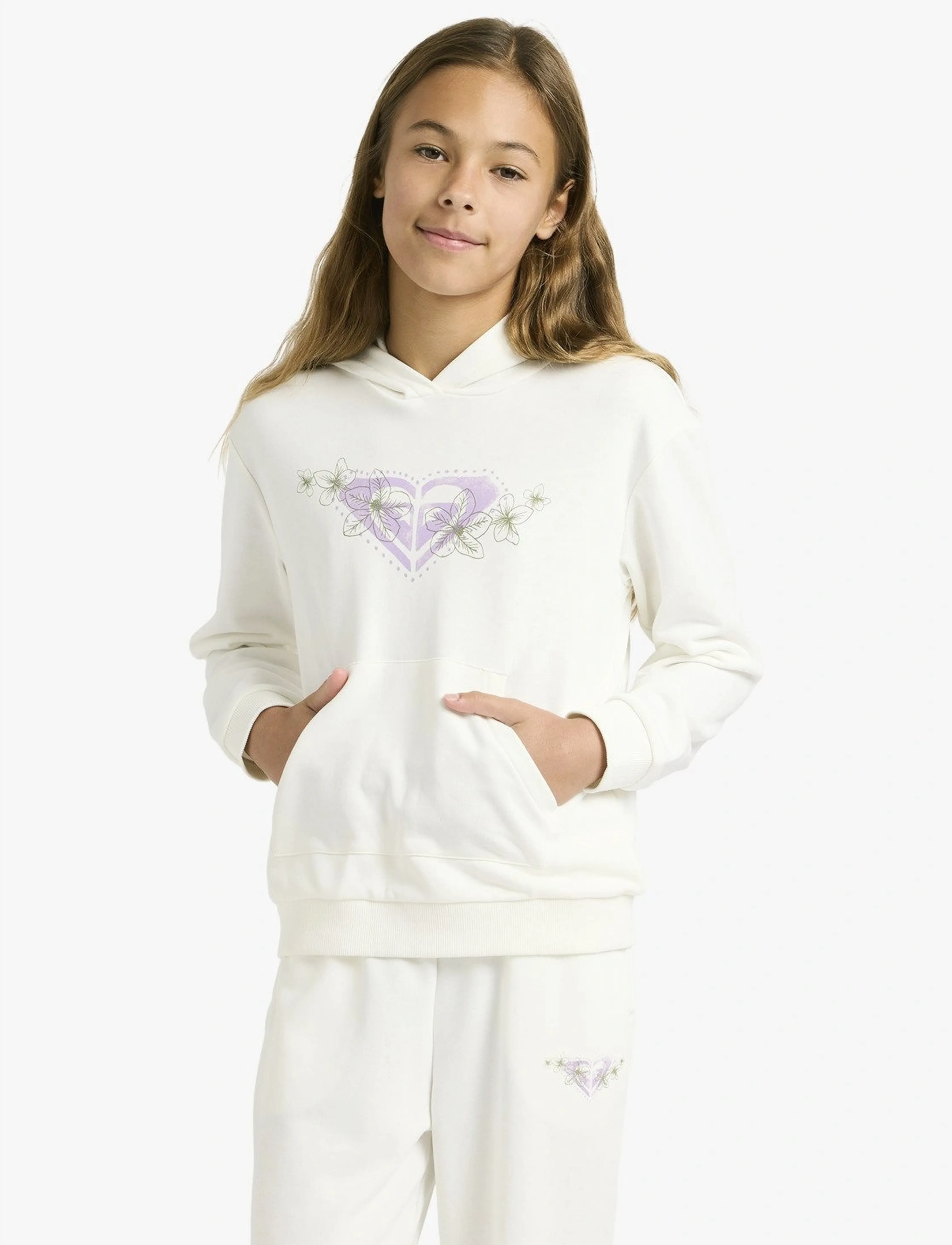 Roxy Surf Feeling Hoodie Terry, Børn, Hættetrøje, Cream, Str: 116