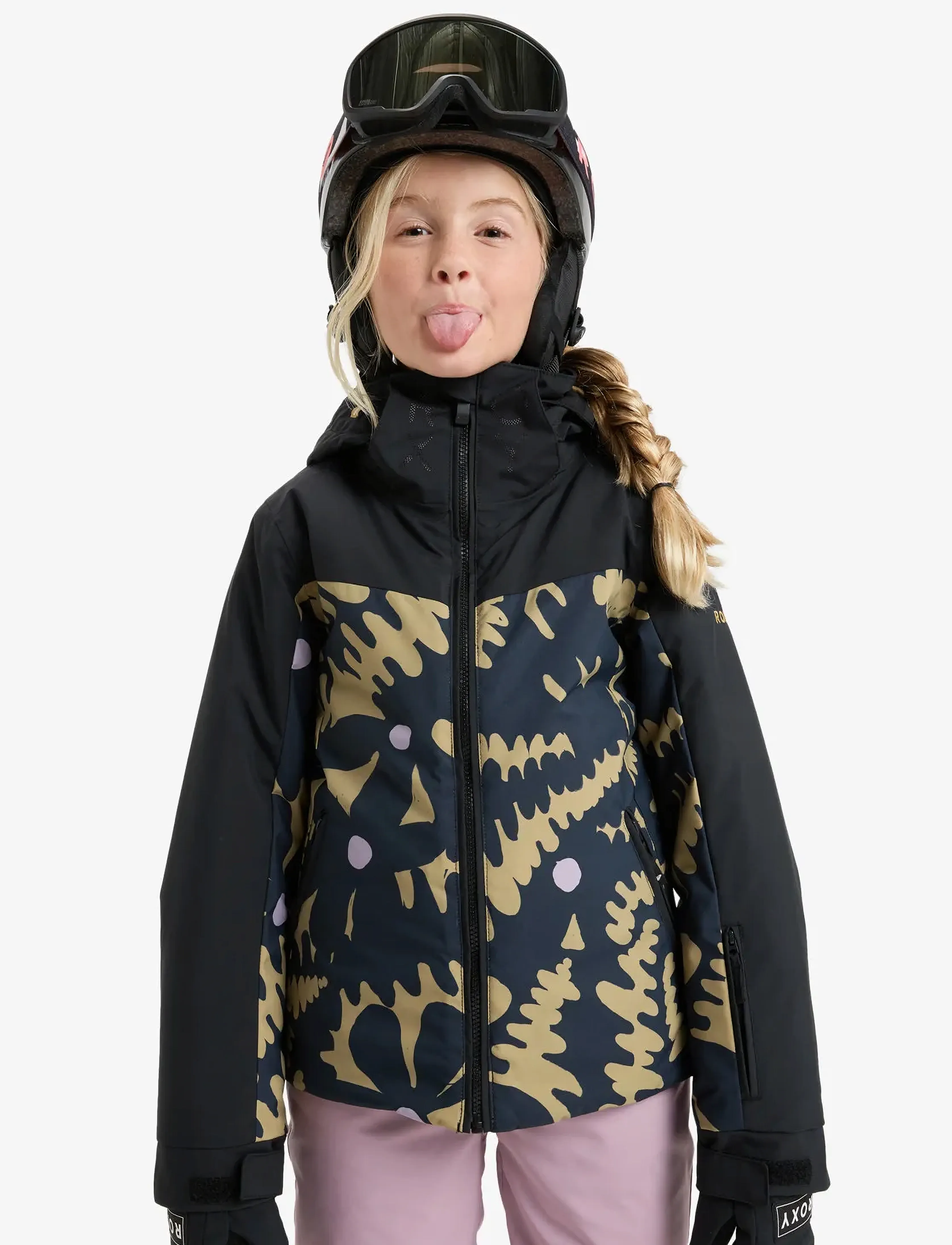 Roxy Free Jet Block Girl Jk, 176, Snow-ski Clothing, Schwarz - Jacket, Kinder
