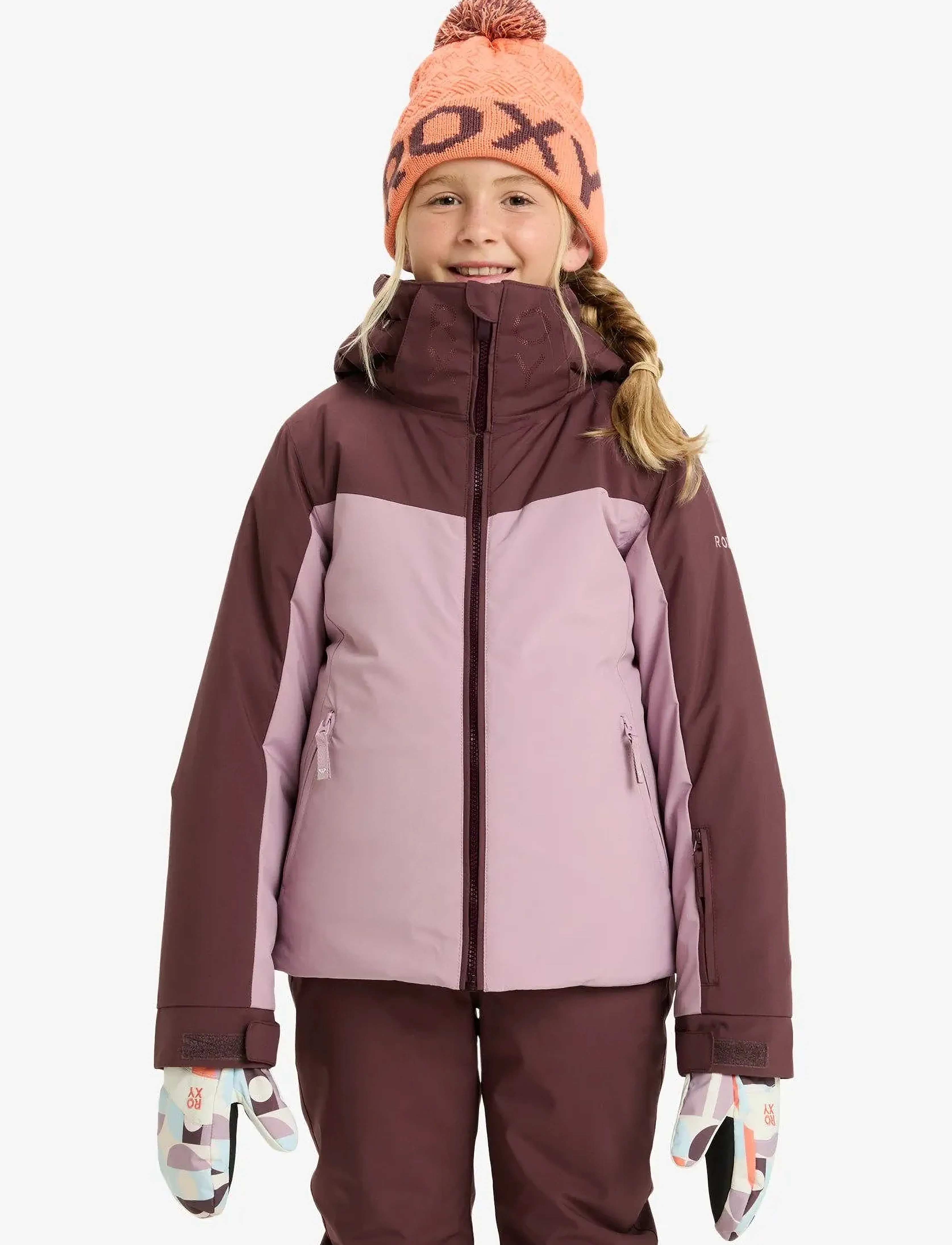 Roxy Free Jet Block Girl Jk, 128, Pink, Sneskibeklædning > Sneskijakke, Børn
