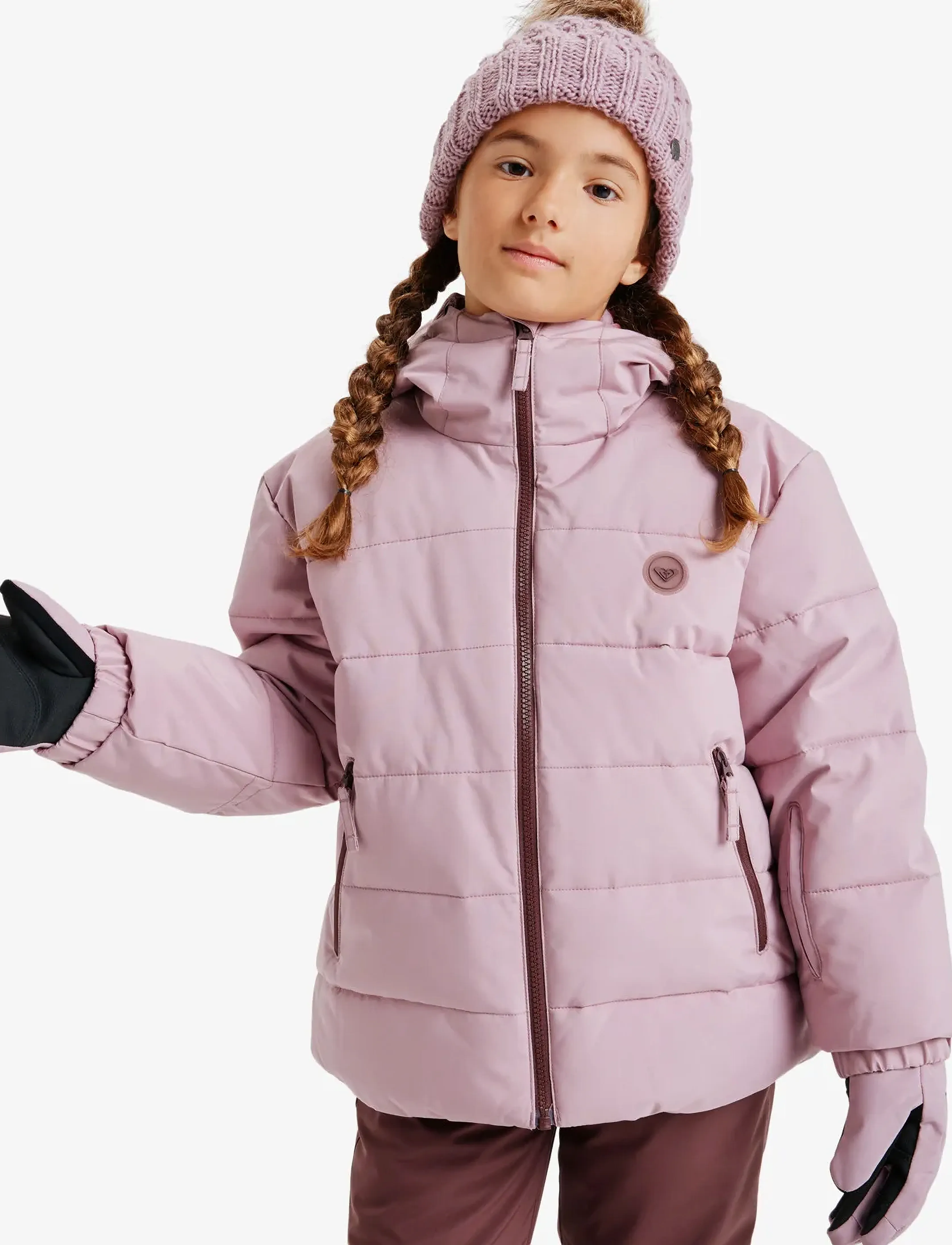 Roxy Snowyhill Puffy Girl Jk, Børn, Puffer Skijakke Med Hætte, Pink, Str: 164