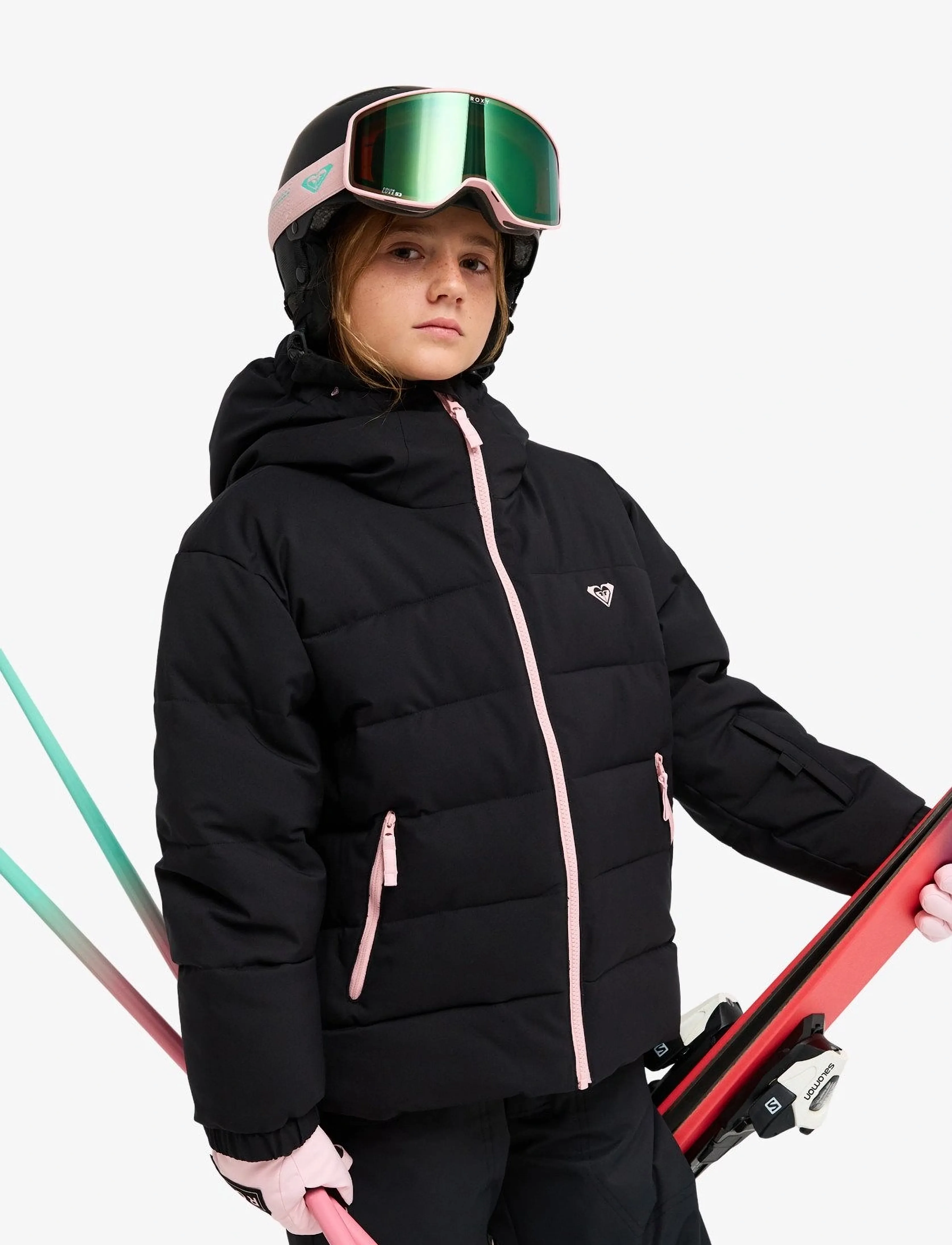 Roxy Snowyhill Puffy Girl Jk, Kinder, Puffer Skijacke Mit Kapuze, Schwarz, Gr.164