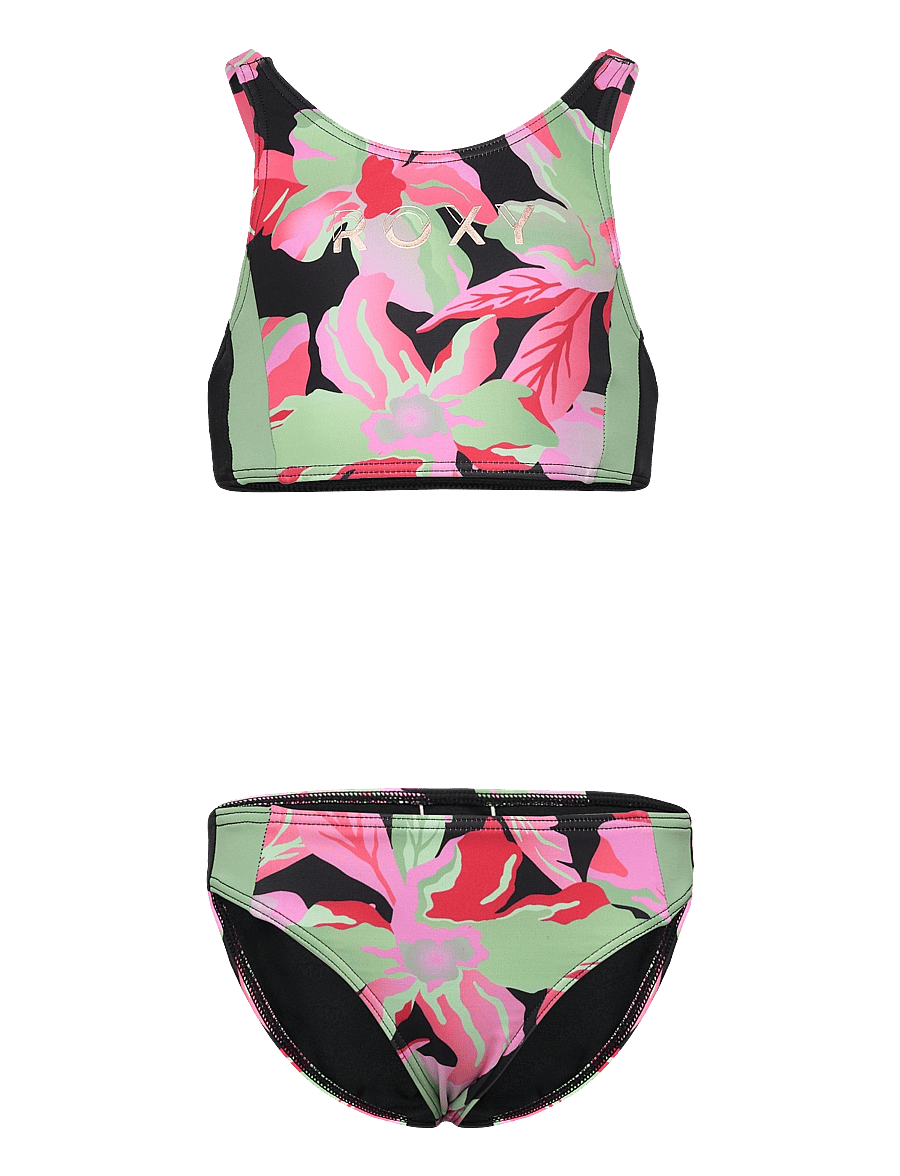 Roxy - ACTIVE RG CROP TOP SET - bikinis - anthracite the moves floral - 0