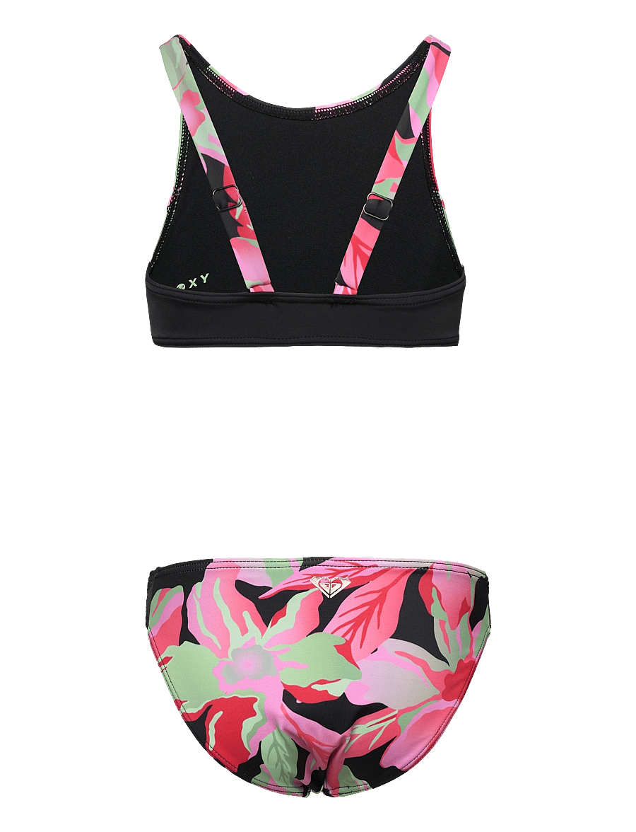 Roxy - ACTIVE RG CROP TOP SET - bikinis - anthracite the moves floral - 1