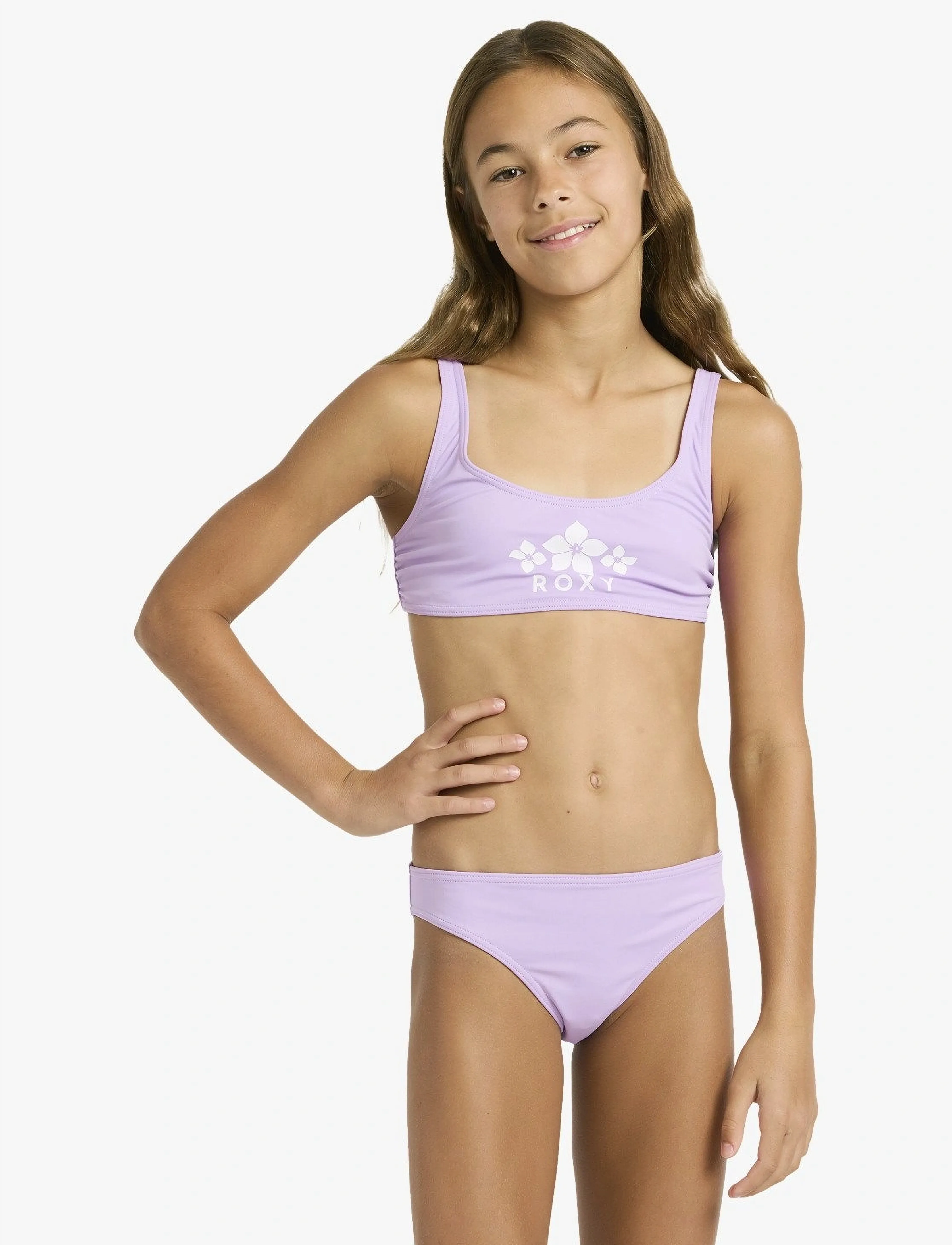Roxy Solid Active Rg Bralette Set, Børn, Bralette Bikini Sæt, Lila, Str: 152